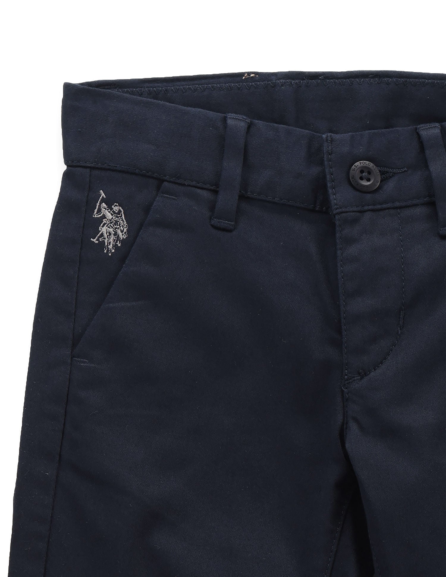 Boys Cotton Stretch Sateen Trousers Navy - U.S. POLO ASSN. | Large