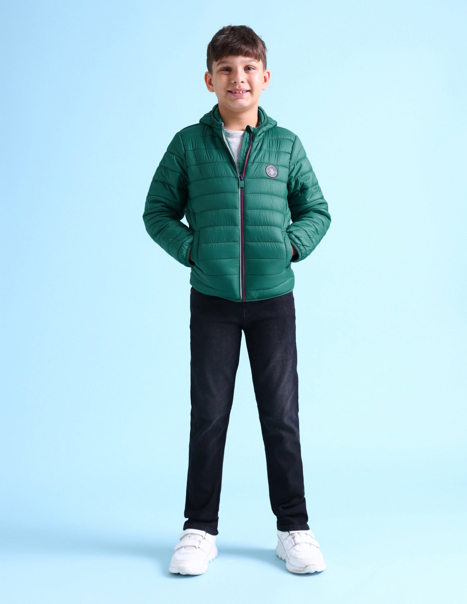 Solid Hooded Puffer Jacket Green - U.S. POLO ASSN. | Large