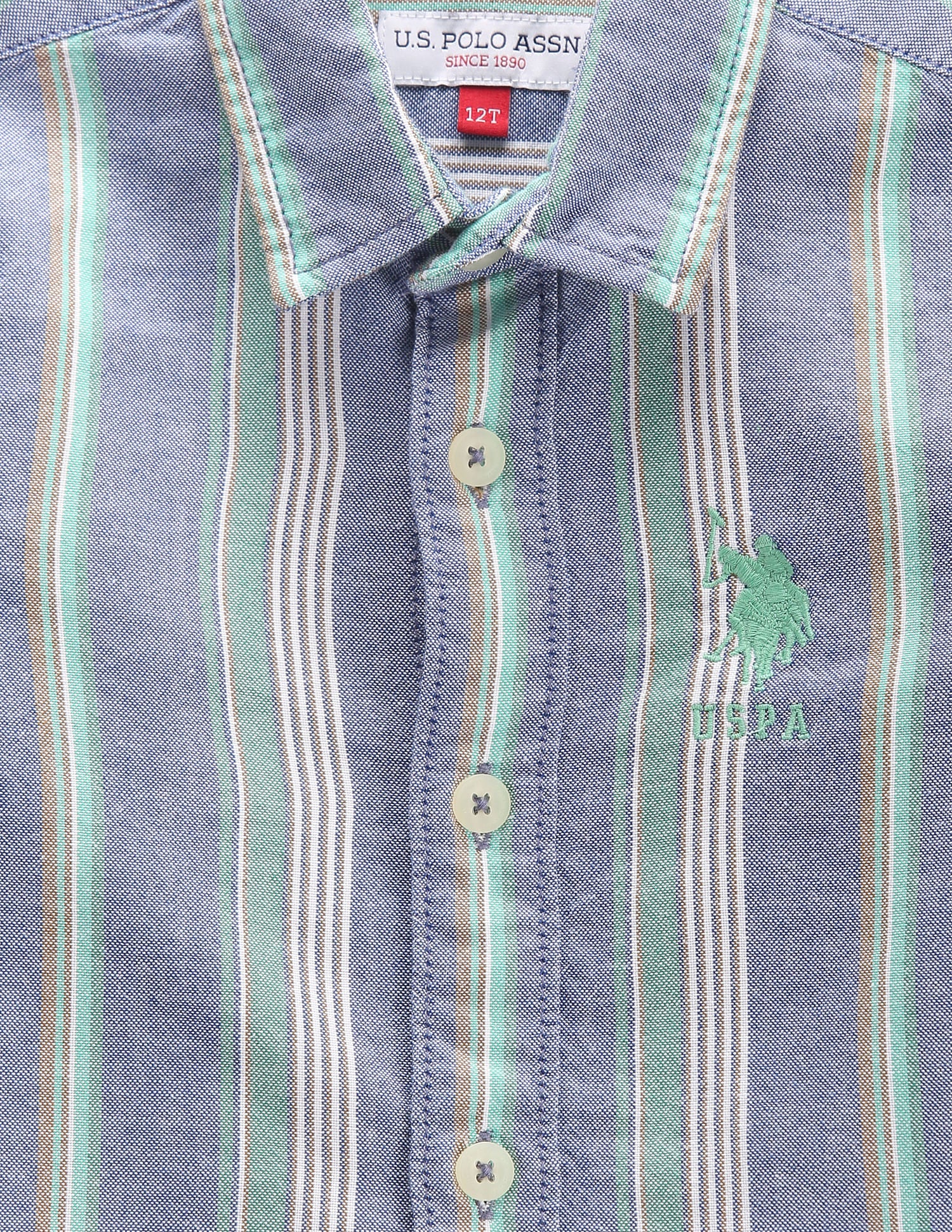 Boys Vertical Stripe Super Slim Fit Shirt Light Blue - U.S. POLO ASSN. | Large