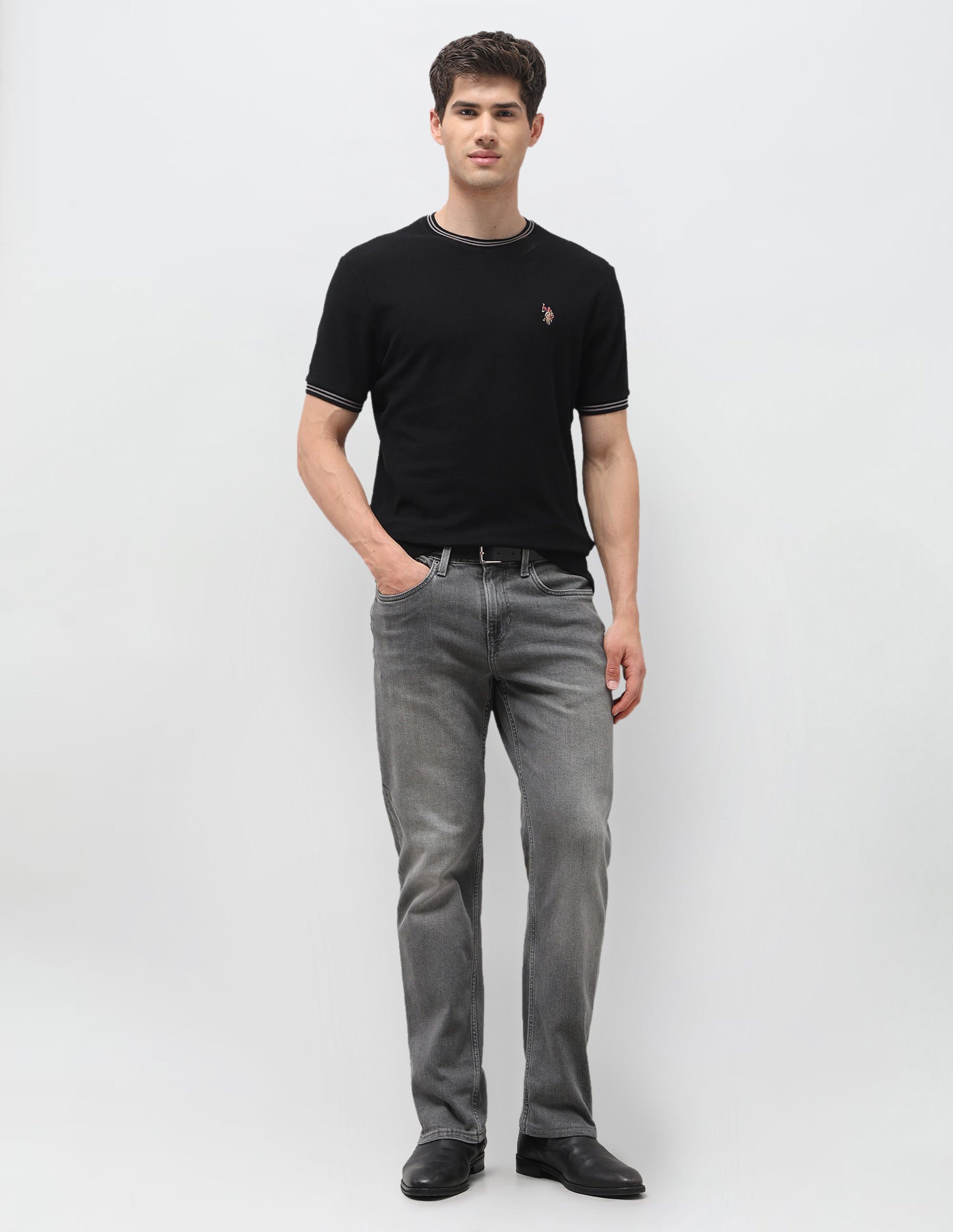 Solid Slim Fit T-Shirt Black - U.S. Polo Assn. India | Large
