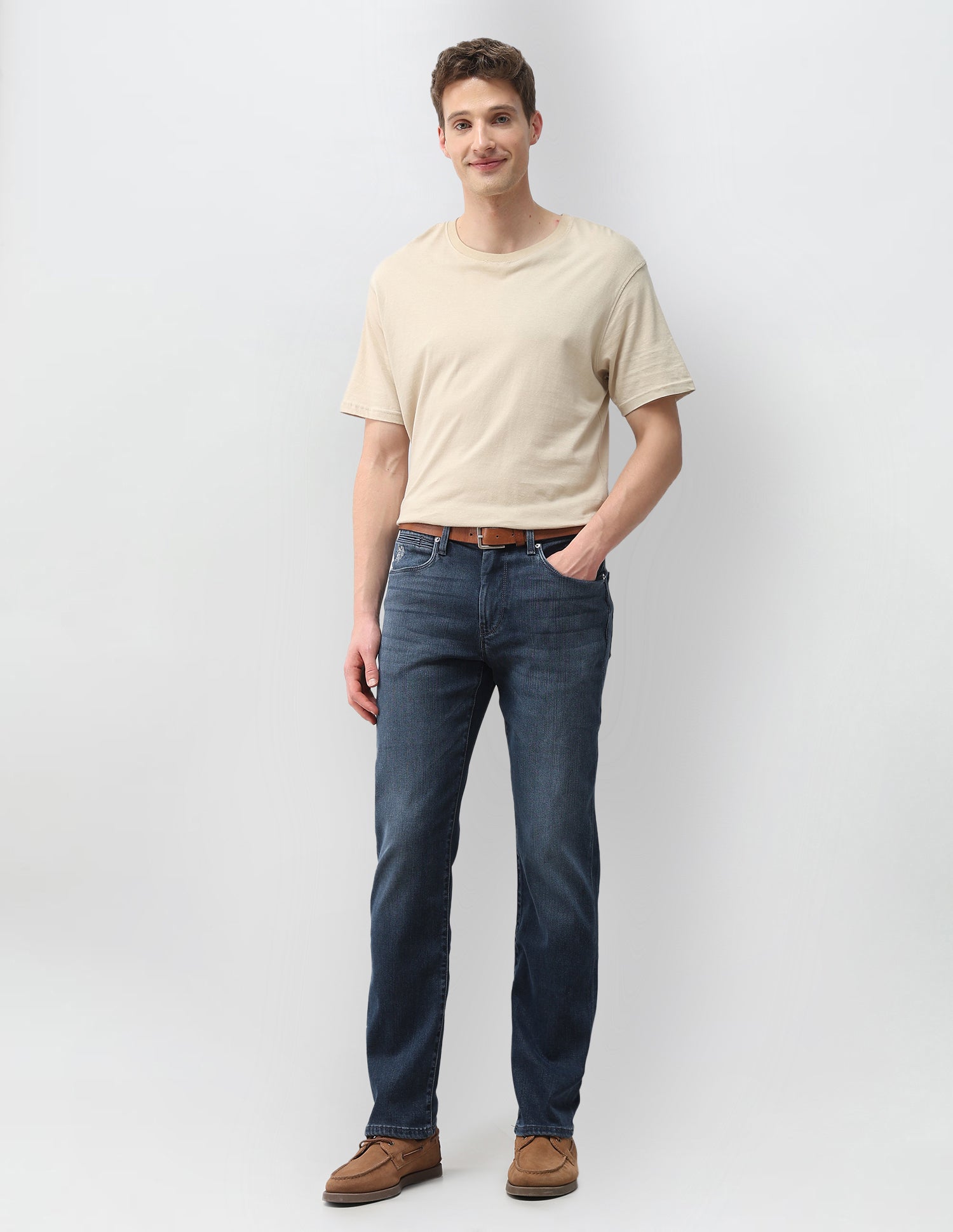 Harold Slim Straight Fit Blue Jeans Mid Blue - U.S. Polo Assn. India | Large