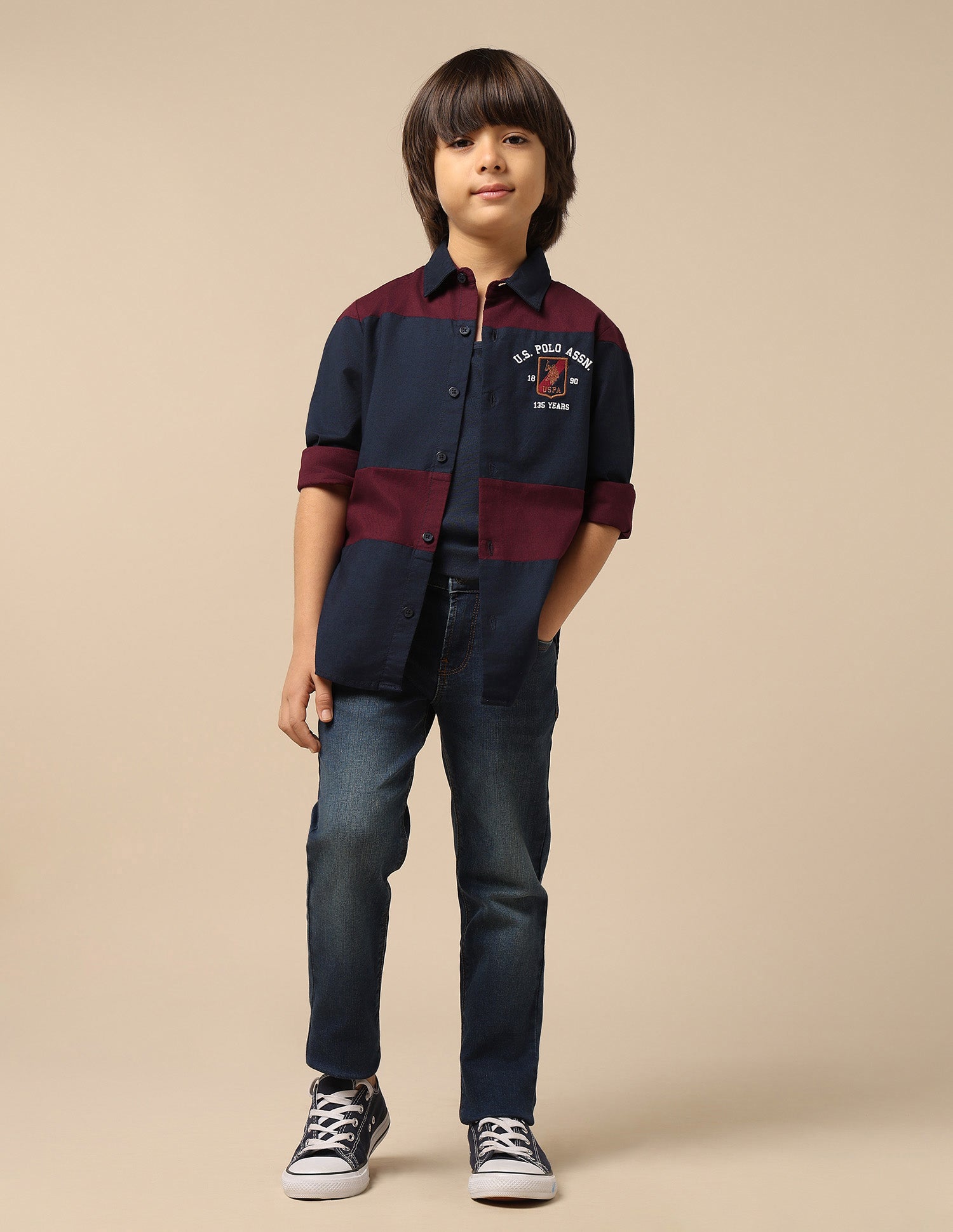 Boys Colourblocked Oxford Shirt Navy - U.S. POLO ASSN. | Large