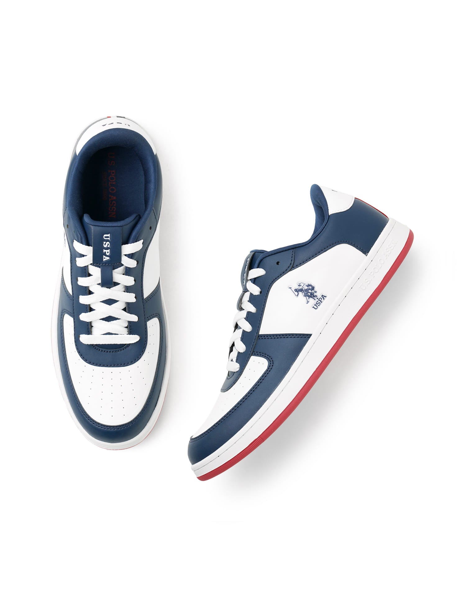 Men Rein 2.0 Dk. Blue Retro Court Sneakers Navy and White - U.S. Polo Assn. India | Large