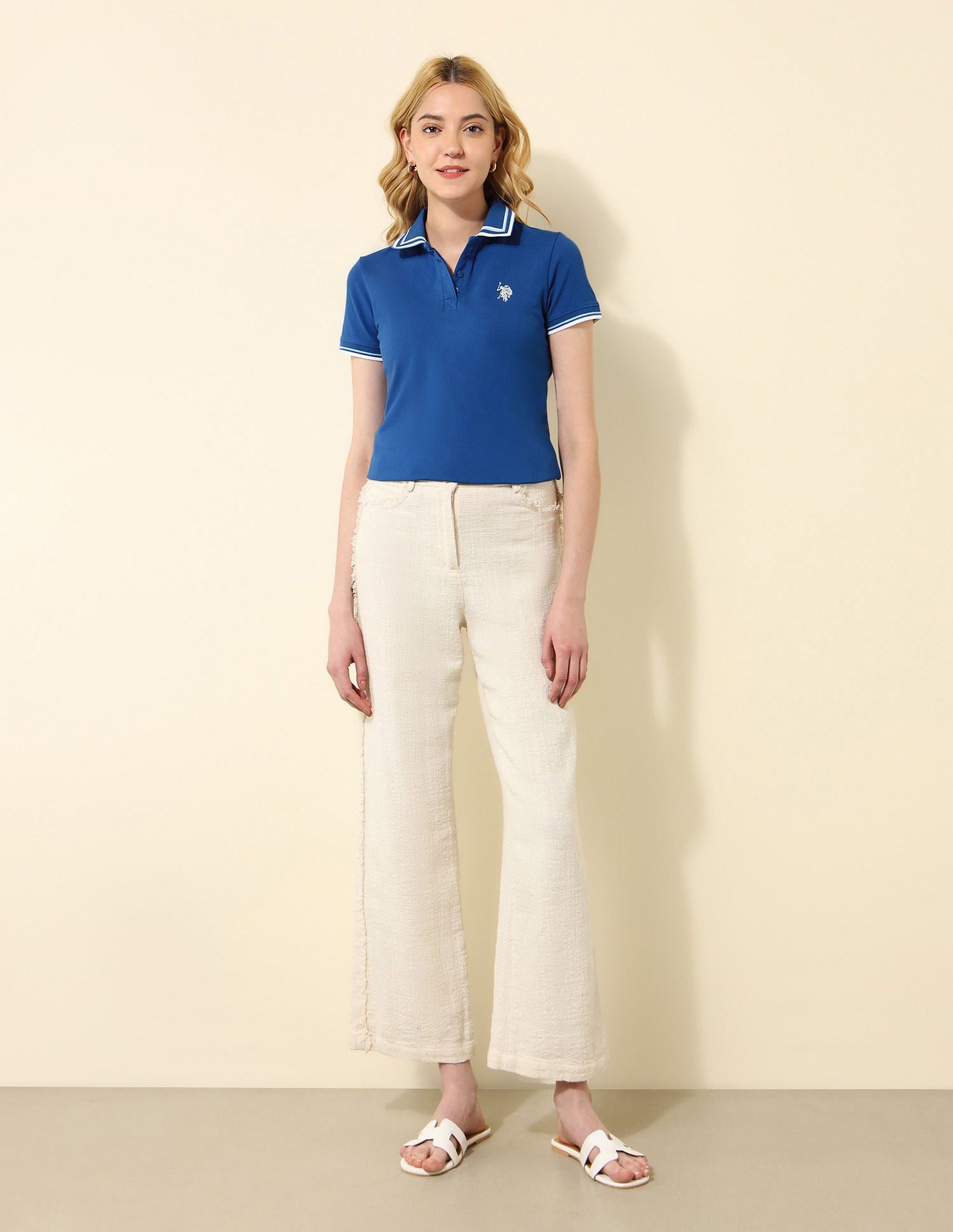 Tipped Collar Regular Fit Polo Shirt Blue - U.S. Polo Assn. India | Large