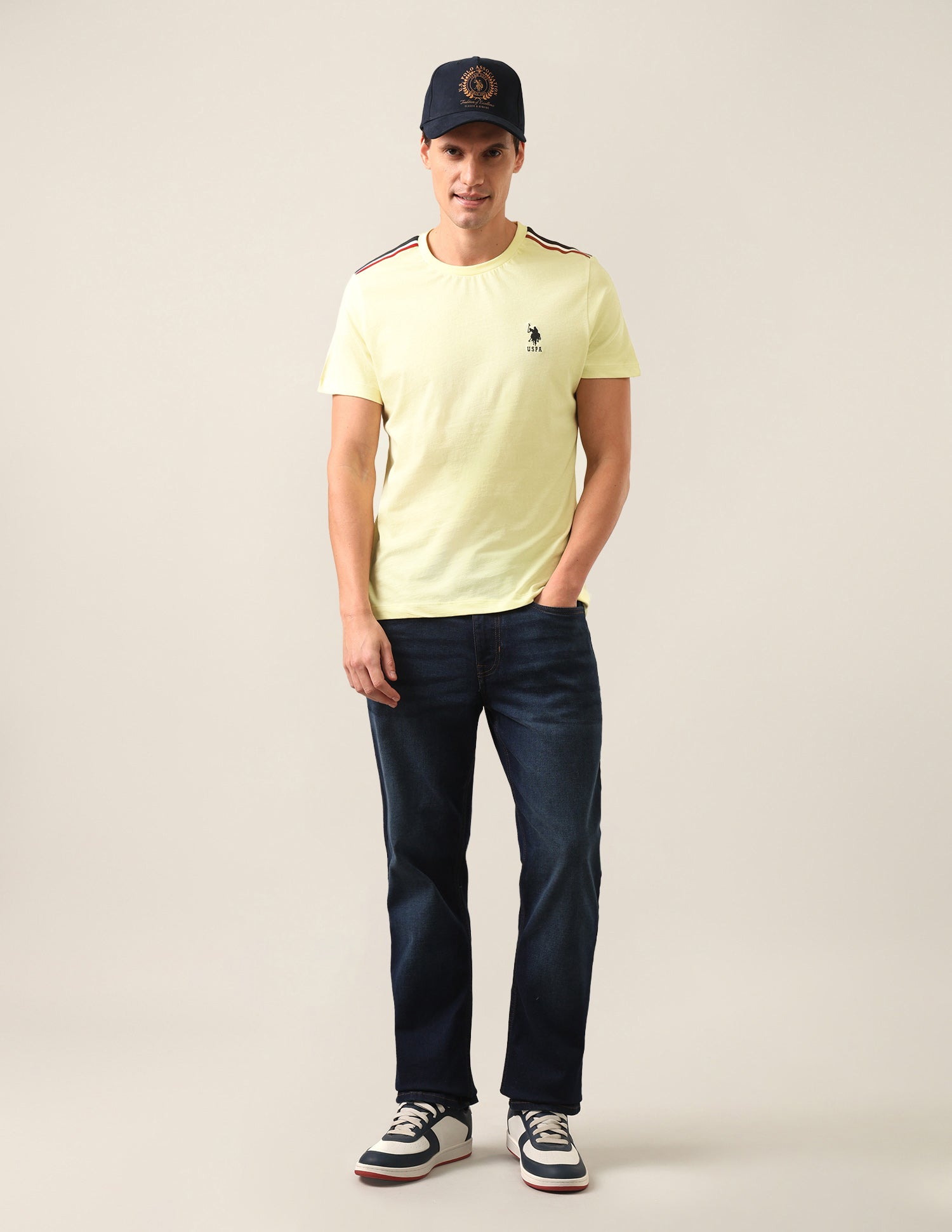 Solid Regular Fit T-Shirt Yellow - U.S. Polo Assn. India | Large