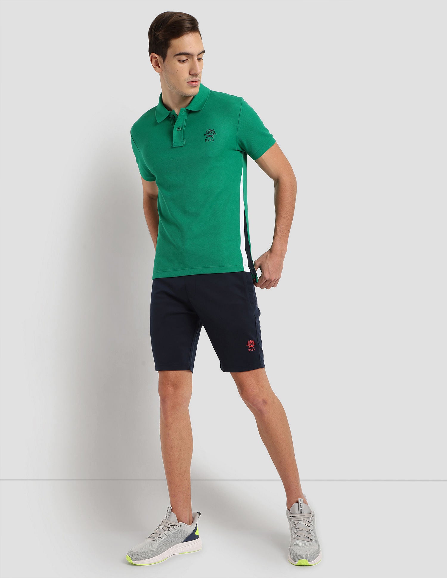 Panelled Athleisure Polo Shirt Green - U.S. Polo Assn. India | Large