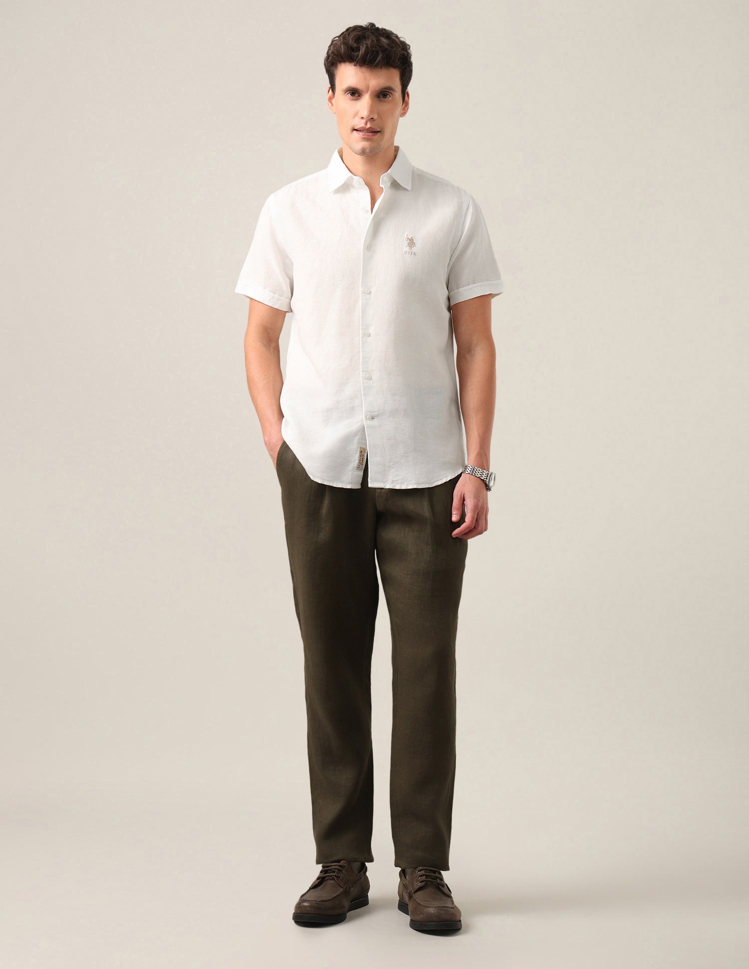 Solid Regular Fit Shirt White - U.S. Polo Assn. India | Large
