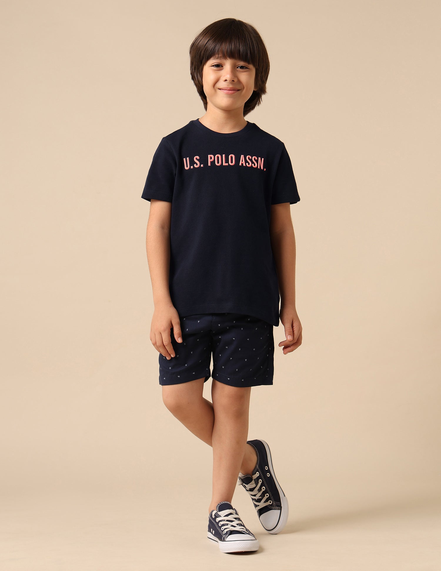 Boys Pure Cotton Brand Embossed T Shirt Navy - U.S. POLO ASSN. | Large