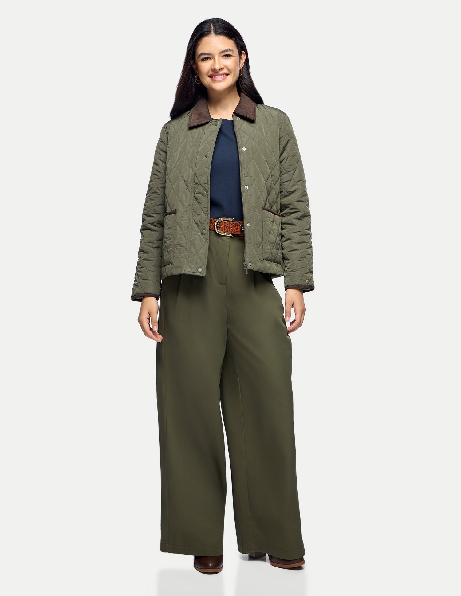 Contrast Corduroy Puffer Jacket Olive - U.S. Polo Assn. India | Large