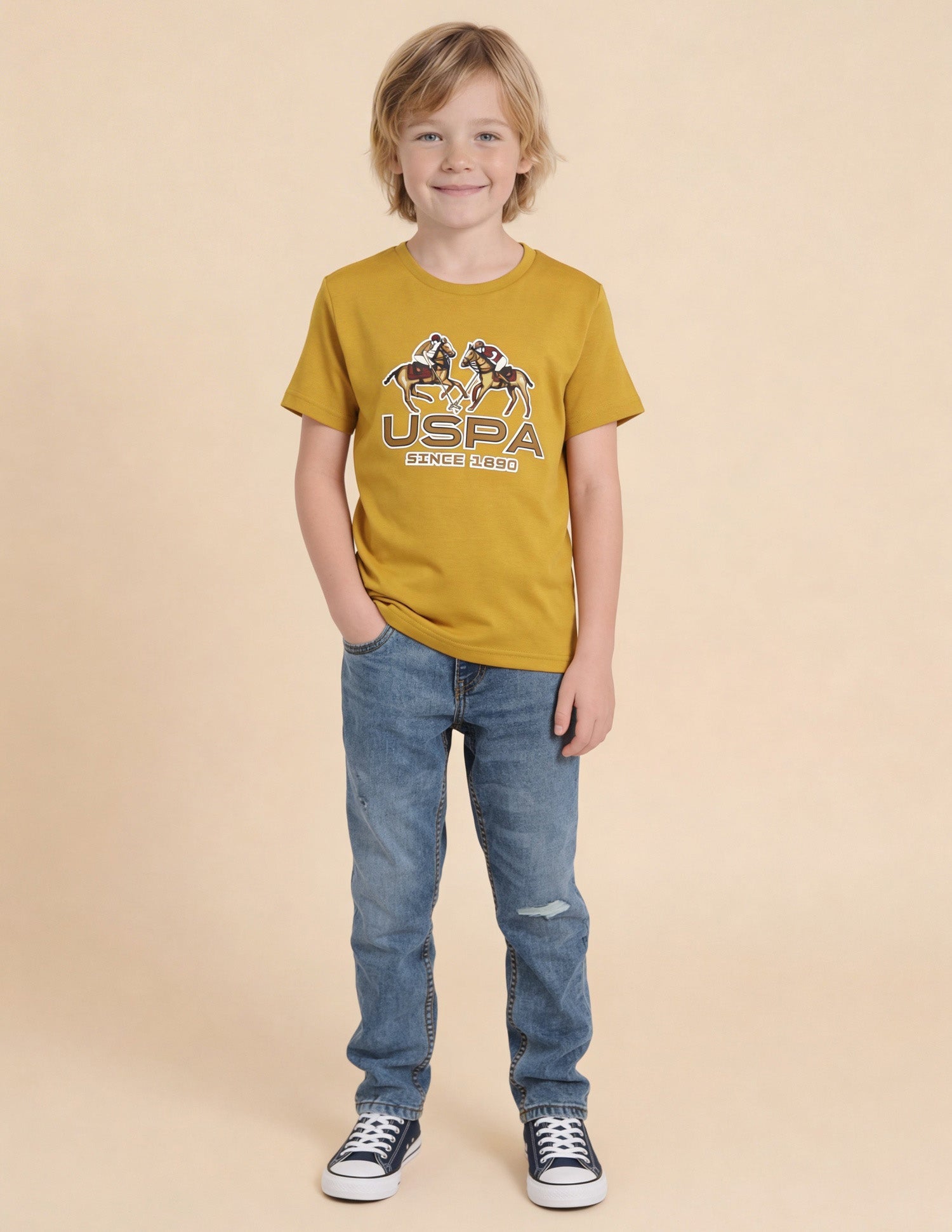 Graphic Brand Printed Regular Fit T-Shirt Mustard - U.S. Polo Assn. India | Large