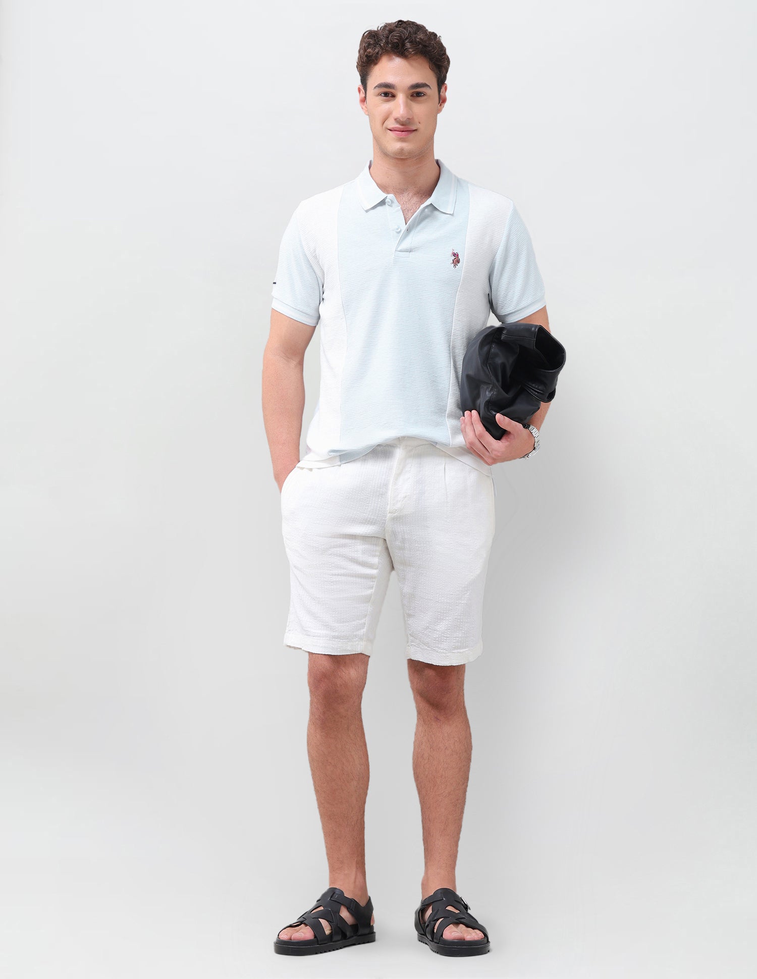 Colourblocked Slim Fit Polo Shirt Light Blue - U.S. Polo Assn. India | Large