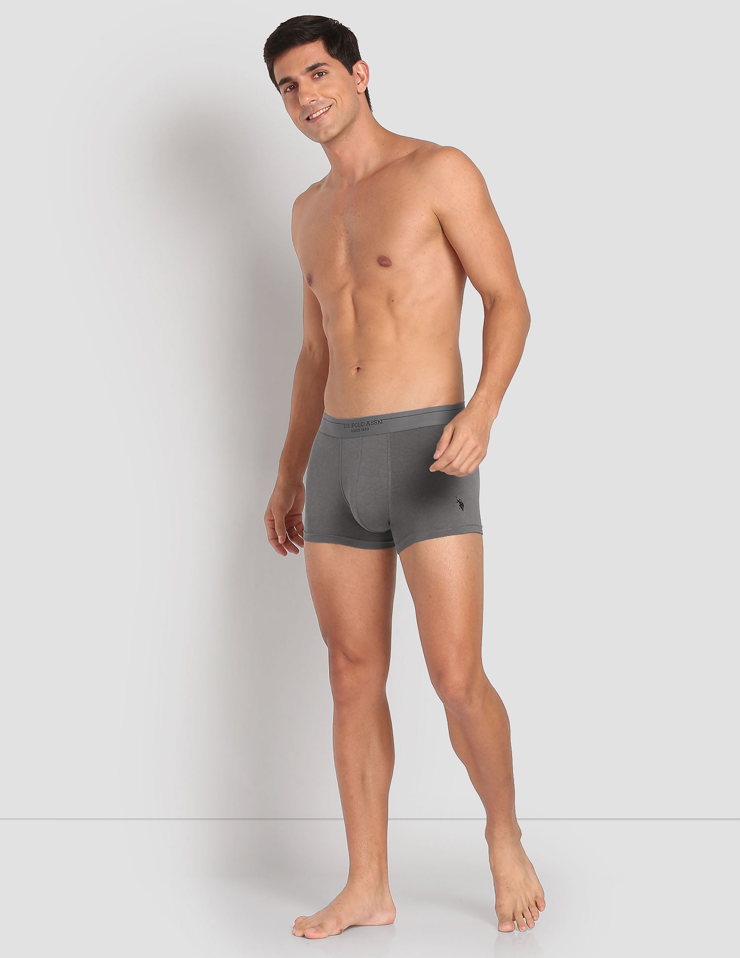 Modal Cotton Stretch Antibacterial PT003 Premium Trunks - Pack Of 1 Light Grey - U.S. POLO ASSN. | Large