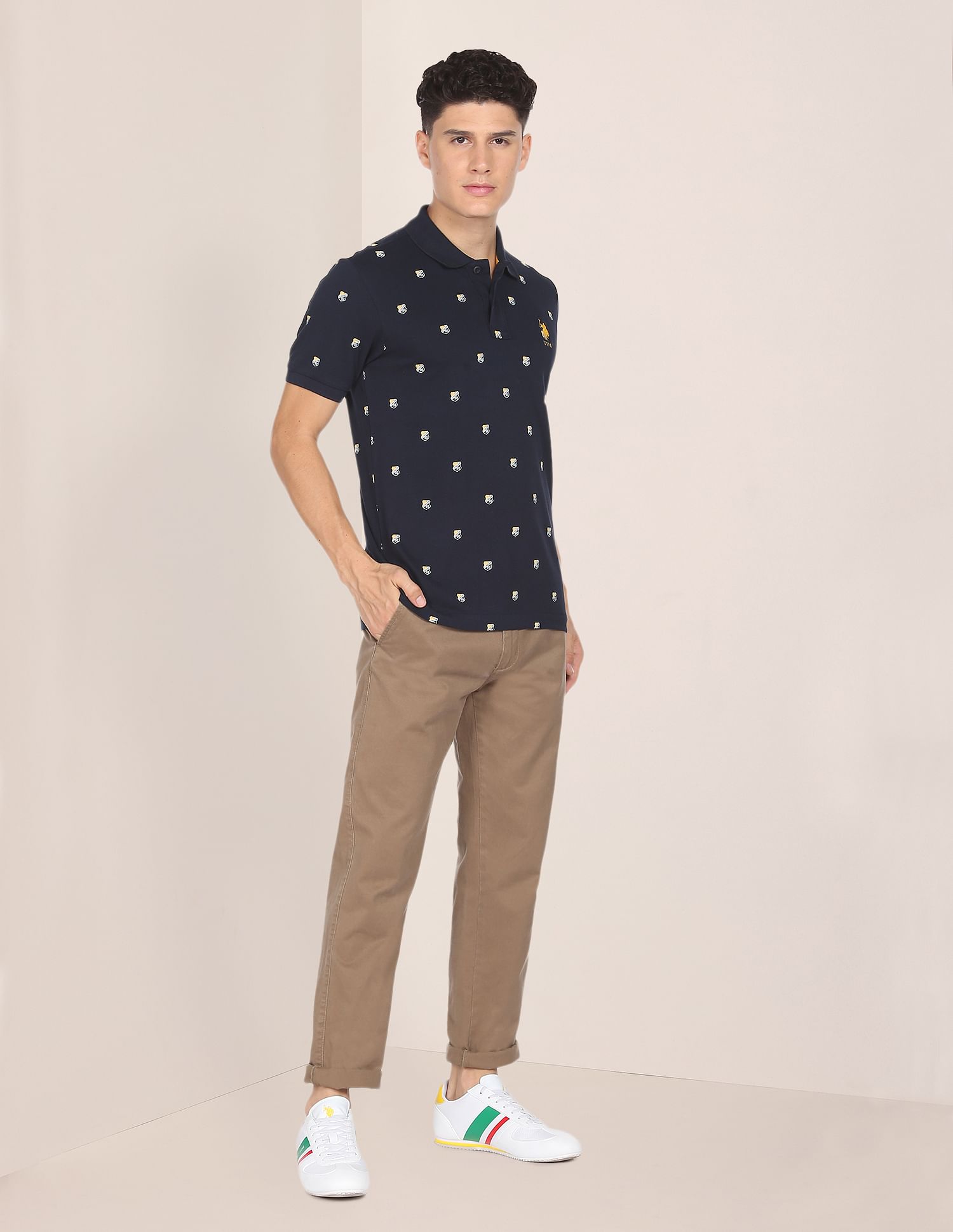 Shield Print Polo Shirt Navy - U.S. Polo Assn. India | Large