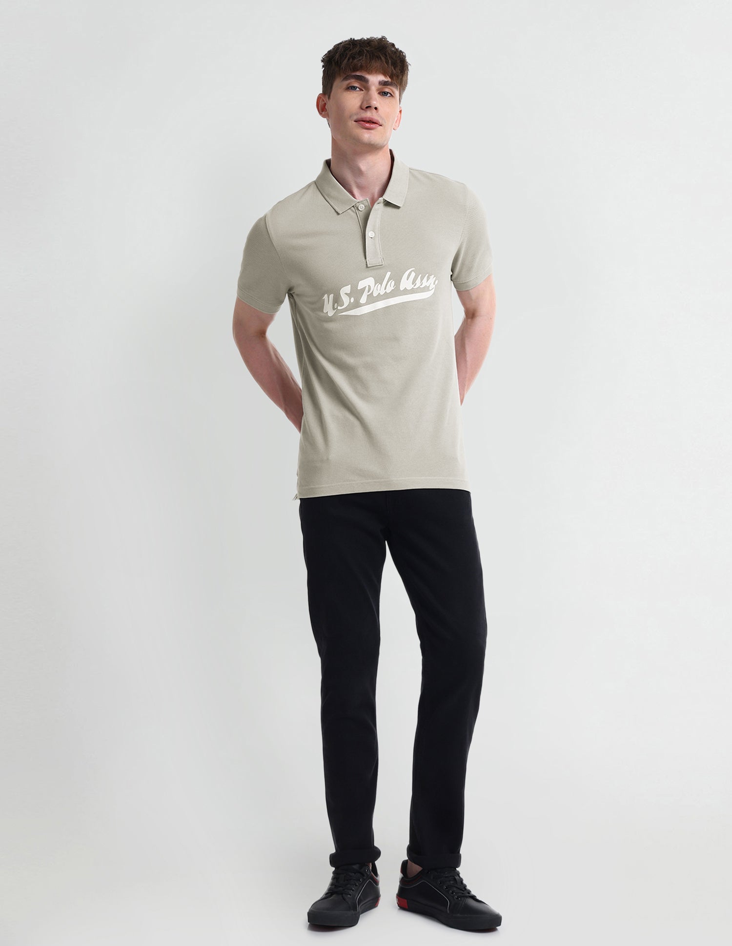 Typography Regular Fit Polo Shirt Grey - U.S. Polo Assn. India | Large