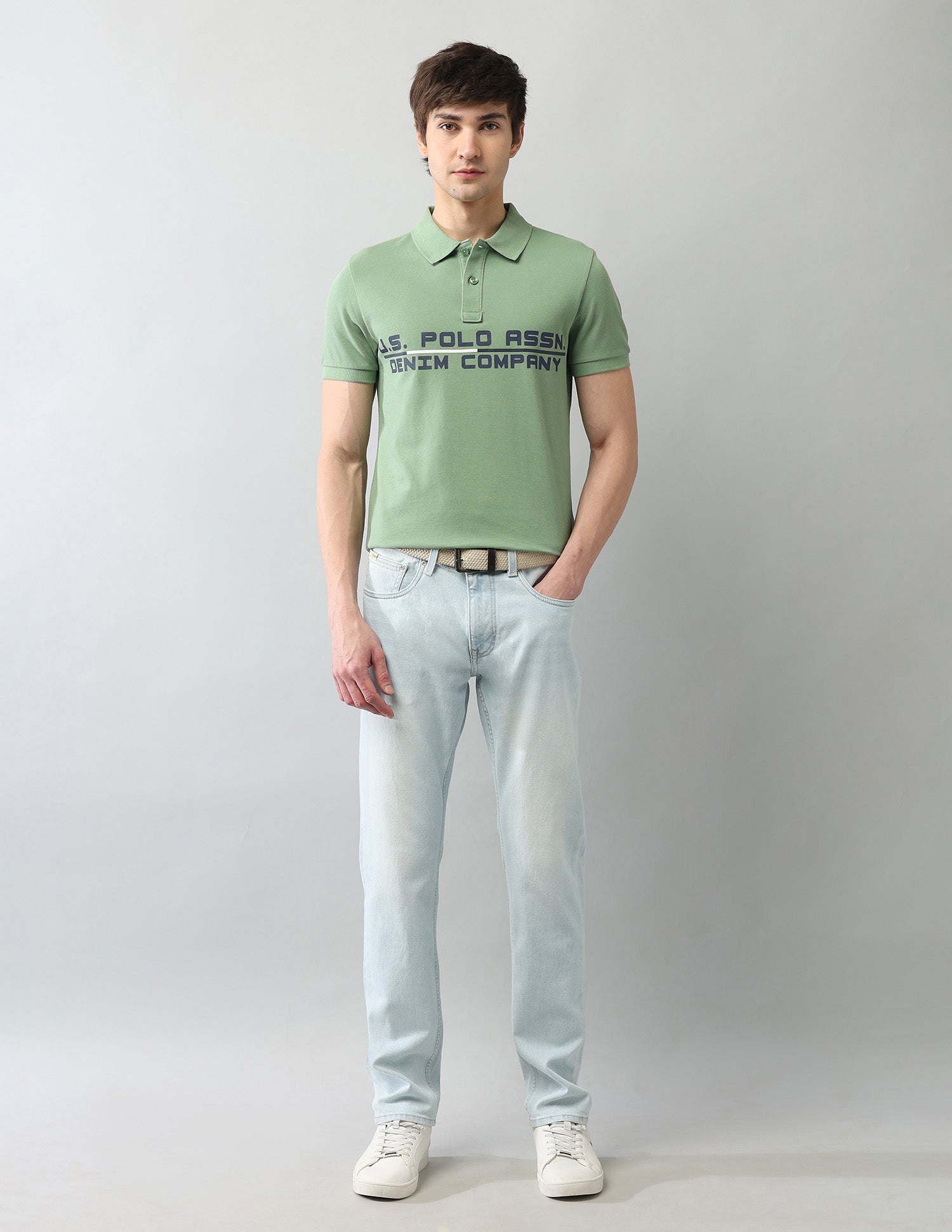 Muscle Fit Americana Polo Shirt Green - U.S. Polo Assn. India | Large