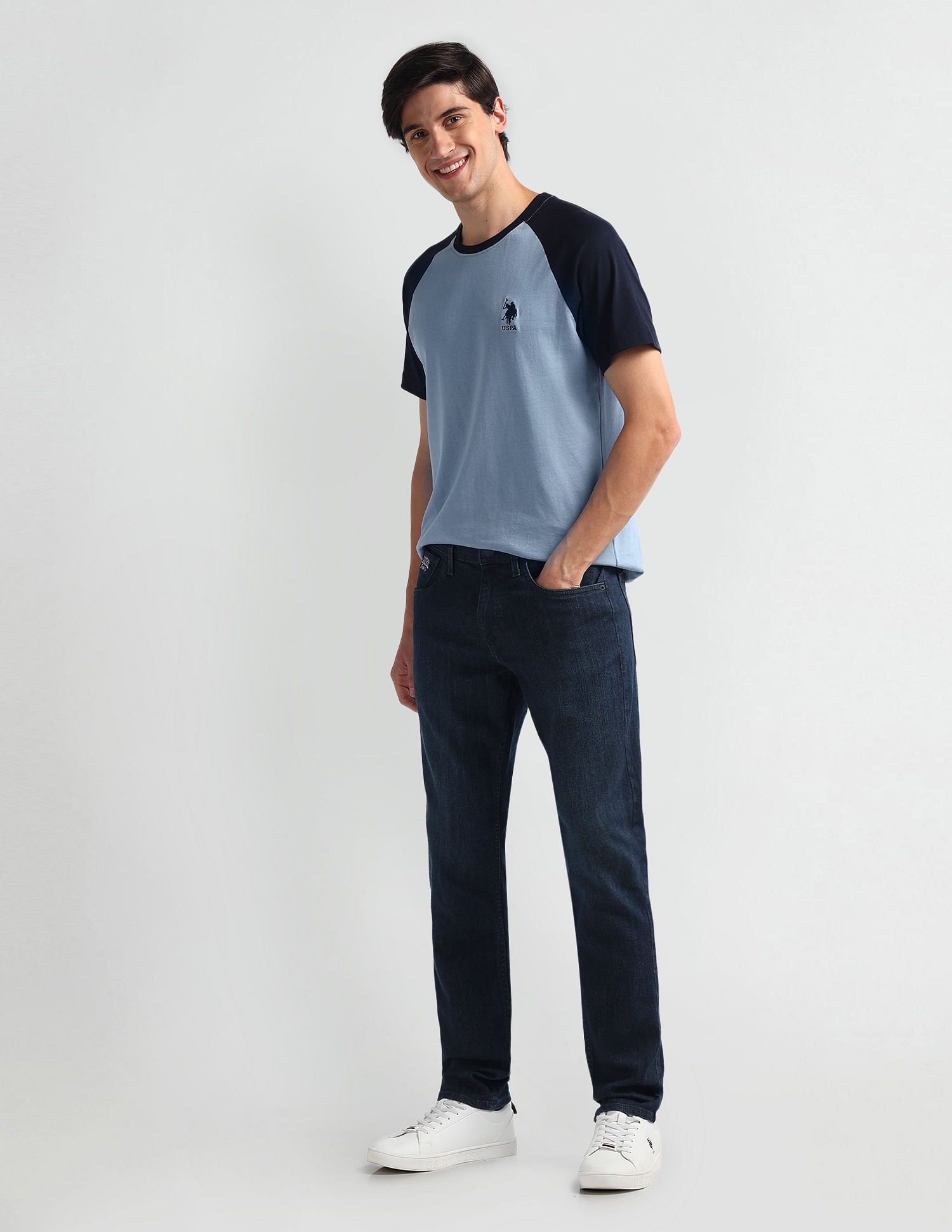 Brandon Slim Tapered Fit Mid Rise Jeans Blue - U.S. Polo Assn. India | Large