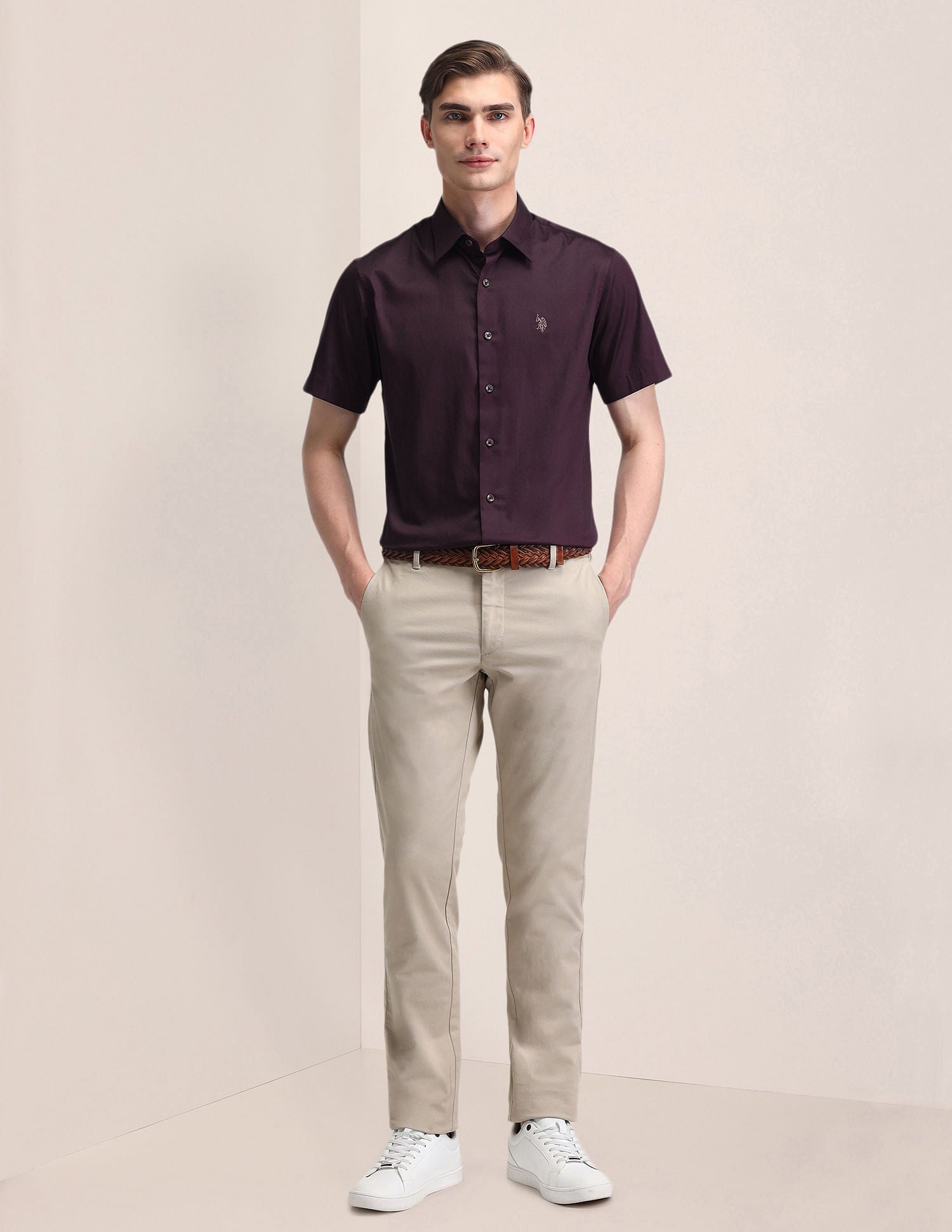 Regular Fit Satin Shirt Wine - U.S. Polo Assn. India | Large