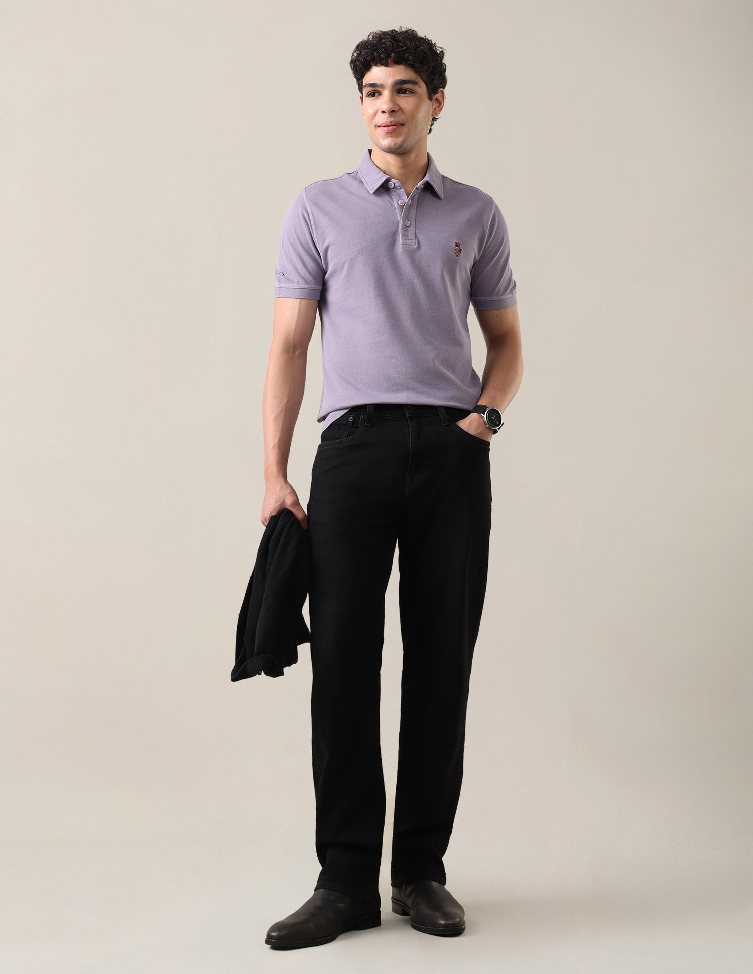 Solid Slim Fit Polo Shirt Lilac - U.S. Polo Assn. India | Large