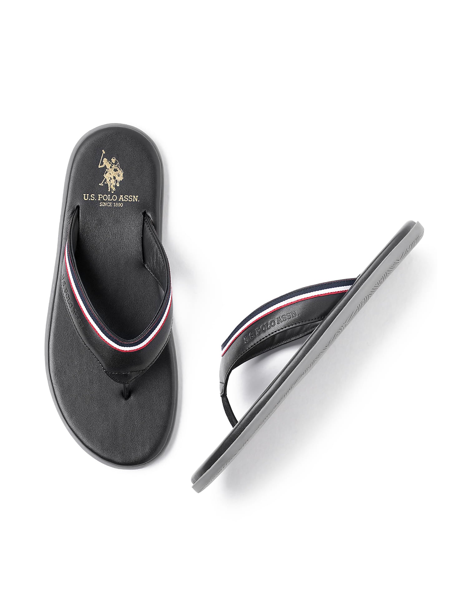 Men V-Strap Cornel Flip Flops Black - U.S. Polo Assn. India | Large