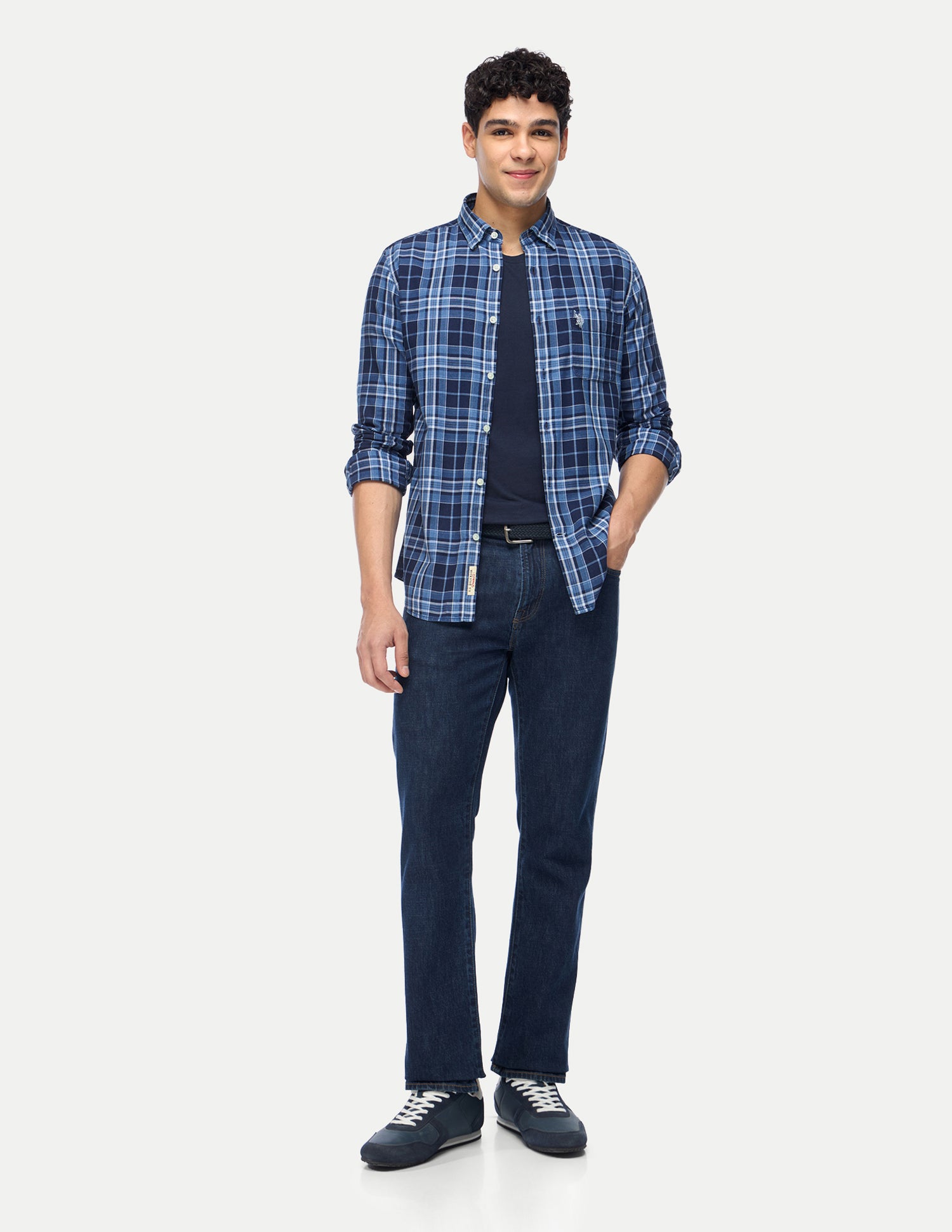 Tartan Checked Regular Fit Shirt Dark Indigo - U.S. Polo Assn. India | Large