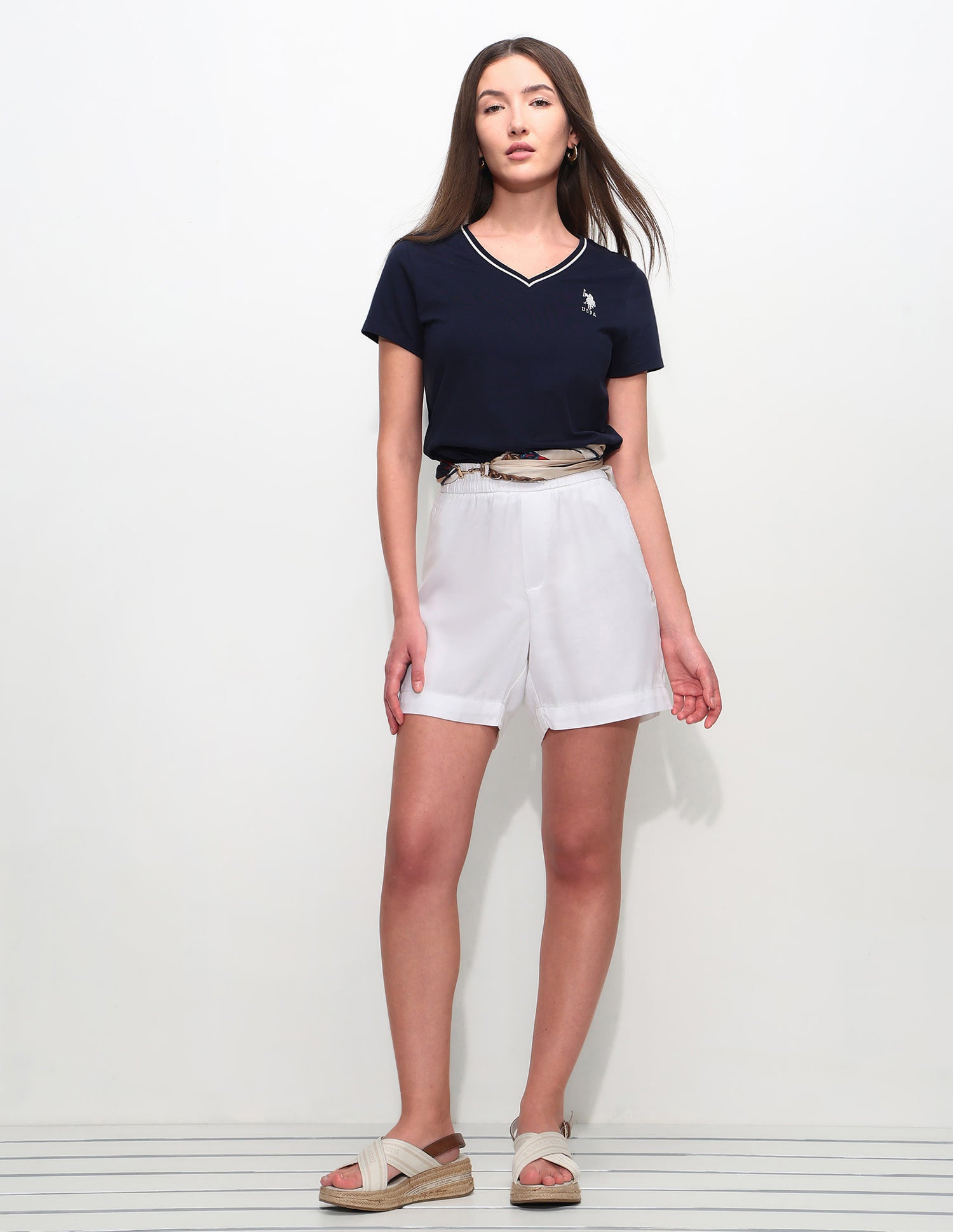 Regular Fit Solid T-Shirt Navy - U.S. Polo Assn. India | Large