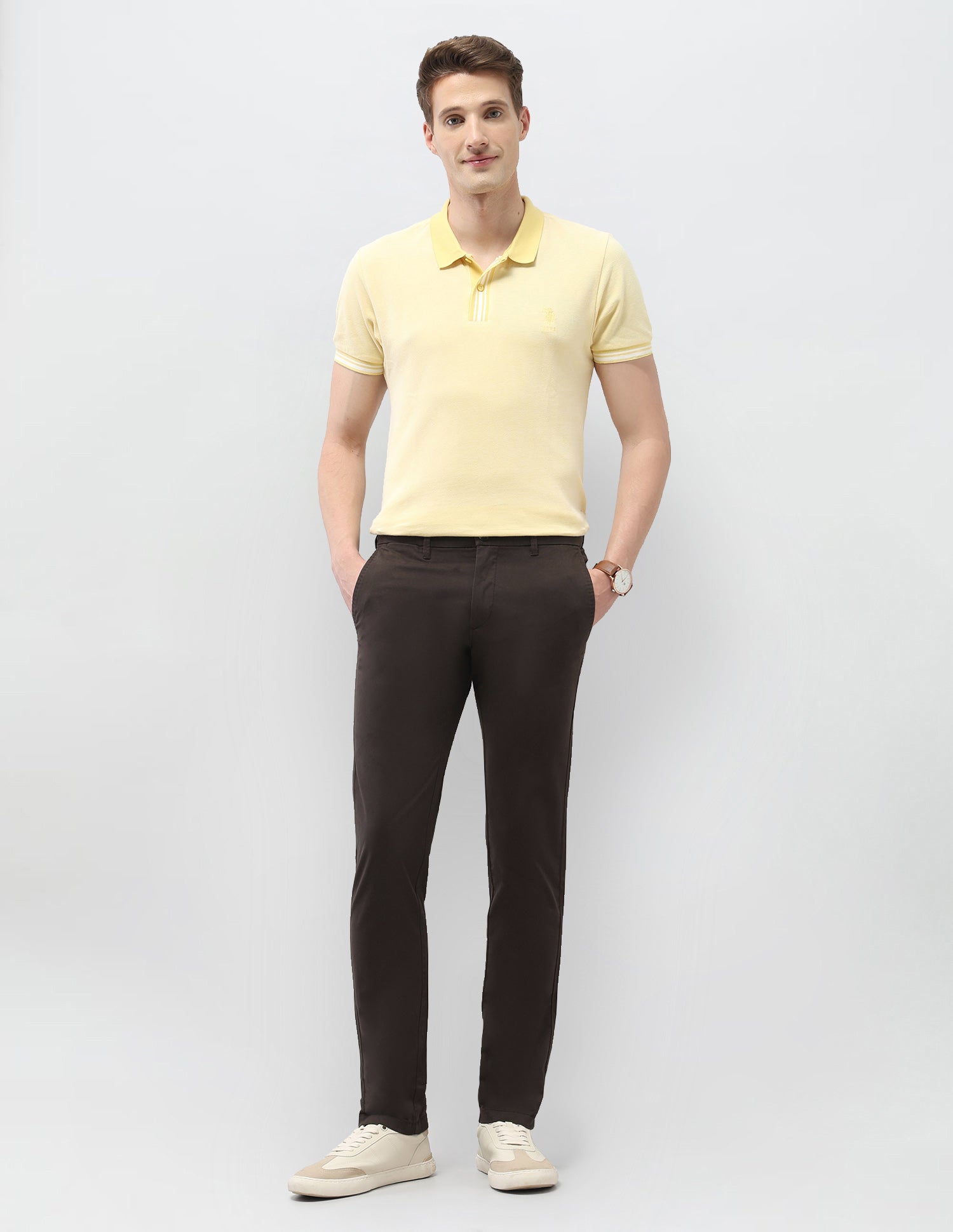 Denver Slim Fit Satin Trousers Dark Brown - U.S. Polo Assn. India | Large