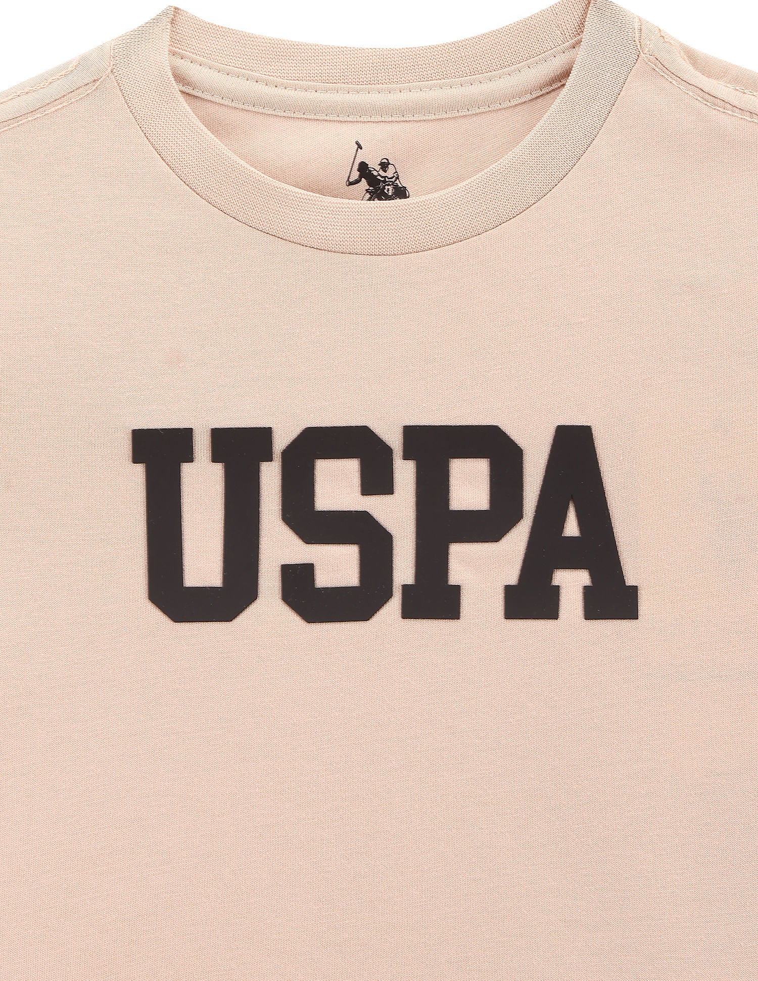 Boys Brand Print Cotton T-Shirt Beige - U.S. Polo Assn. India | Large