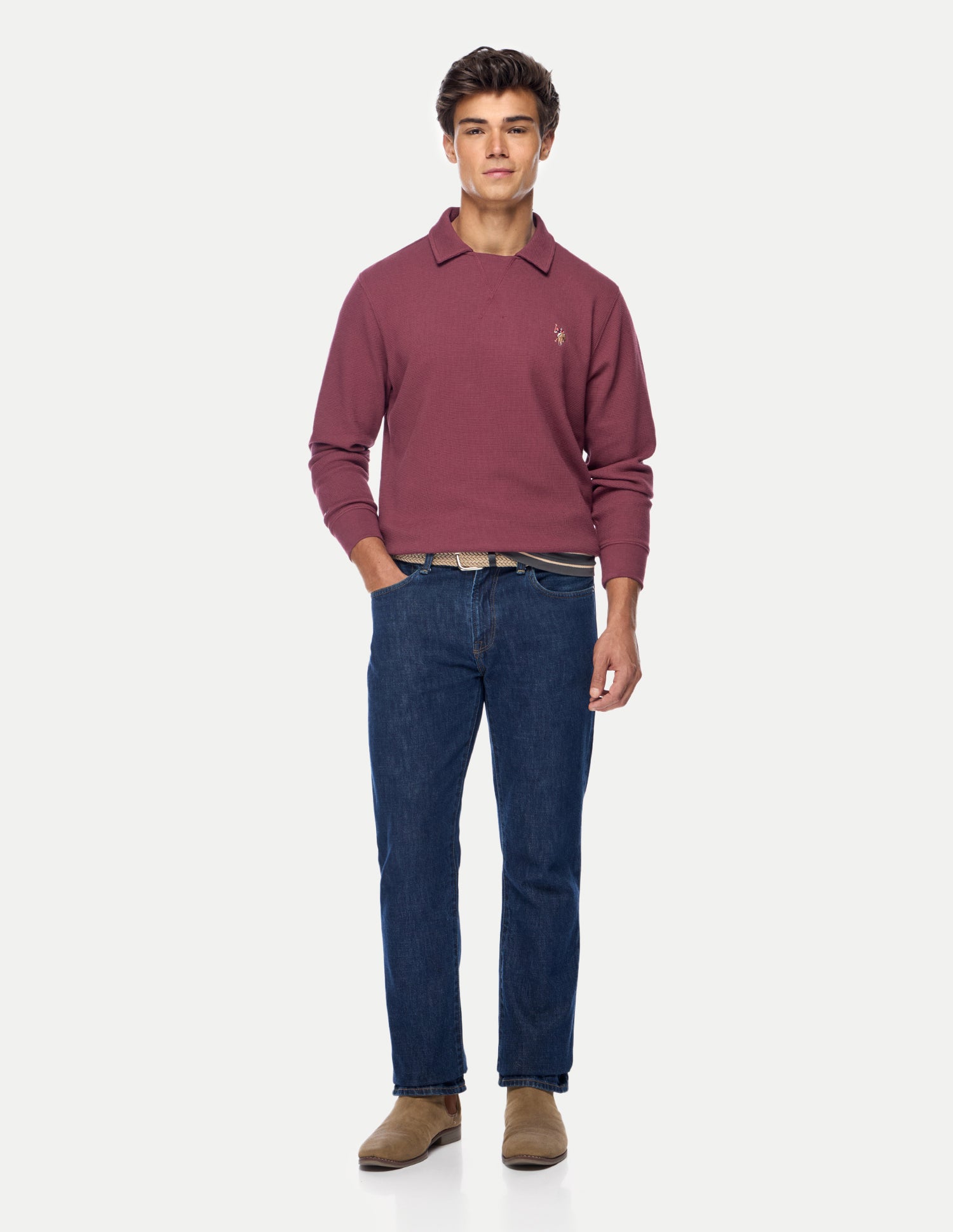 Solid Relaxed Fit Sweatshirt Maroon - U.S. Polo Assn. India | Large