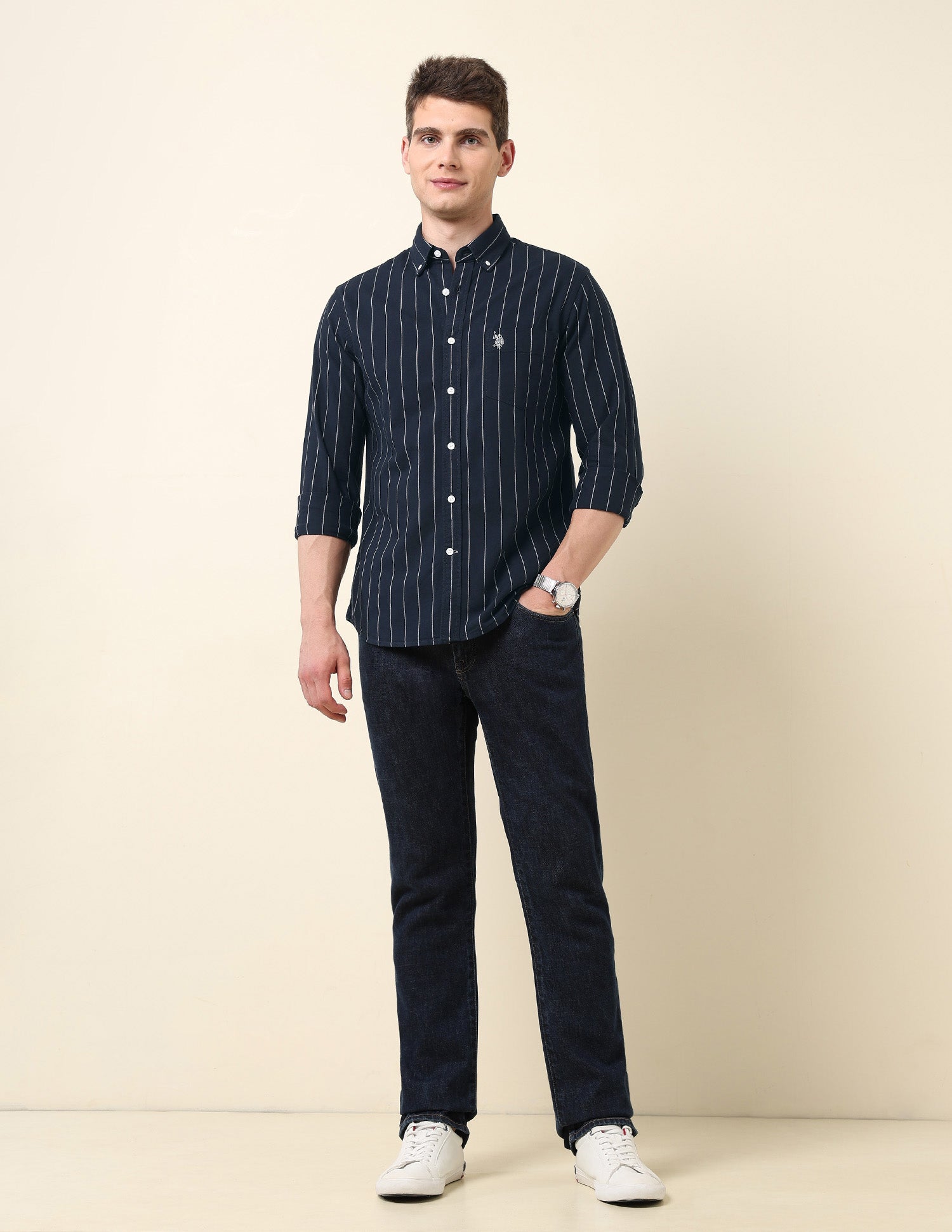Pinstriped Oxford Shirt Navy - U.S. Polo Assn. India | Large