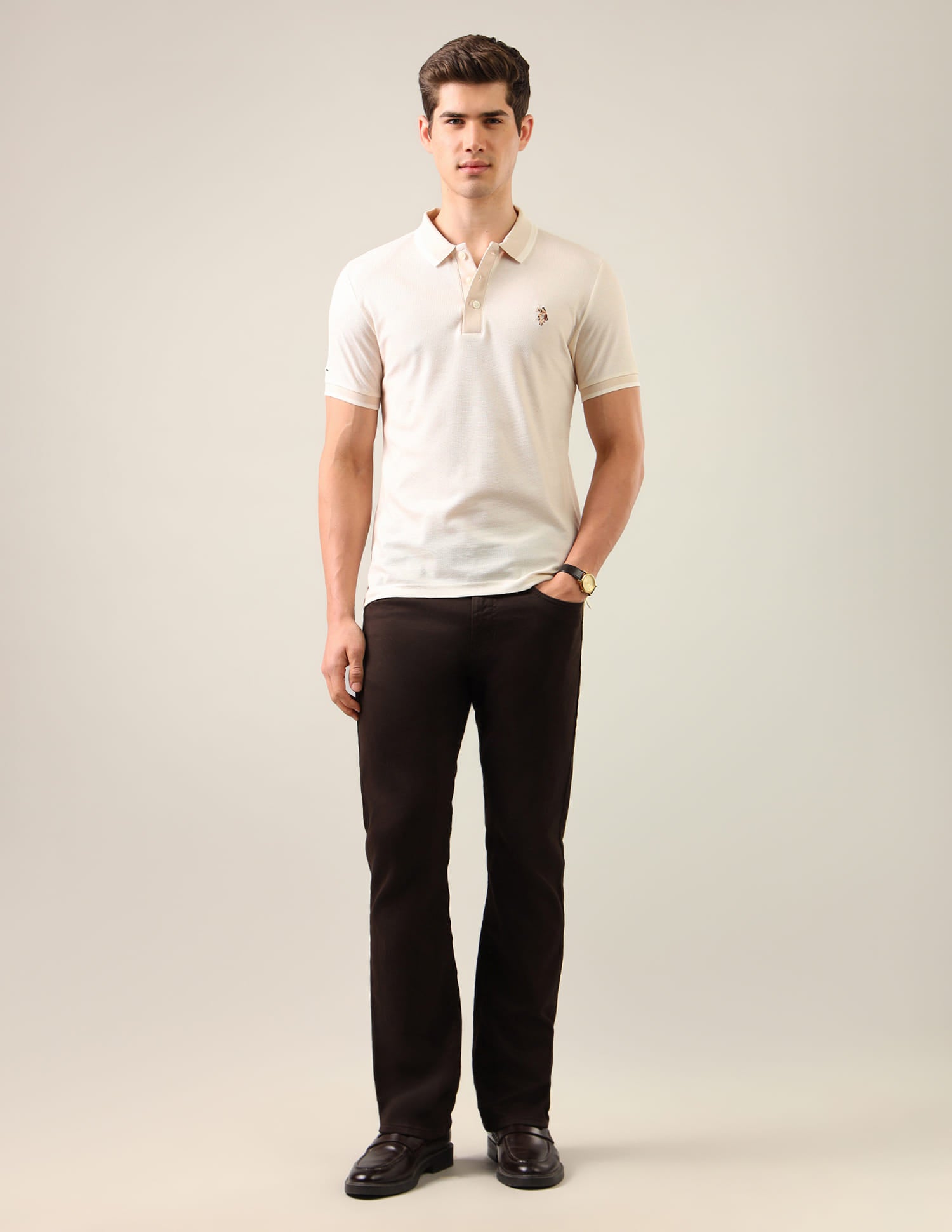 Solid Slim Fit Polo Shirt White - U.S. Polo Assn. India | Large