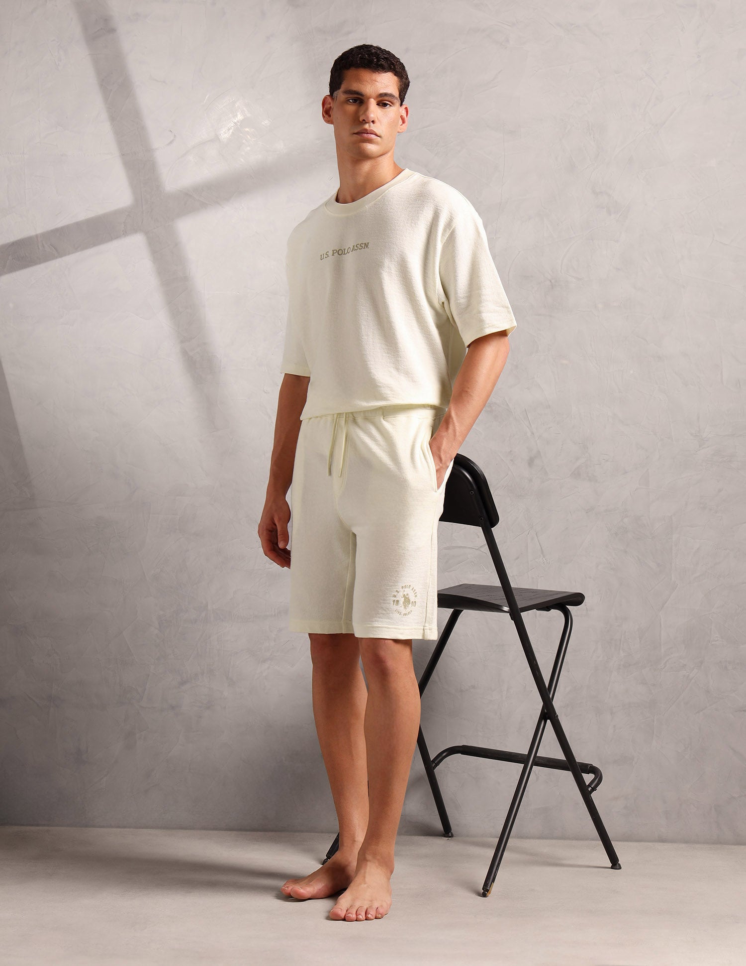 Breathable Regular Fit PS002 Lounge Shorts - Pack Of 1 Vanilla Ice - U.S. POLO ASSN. | Large