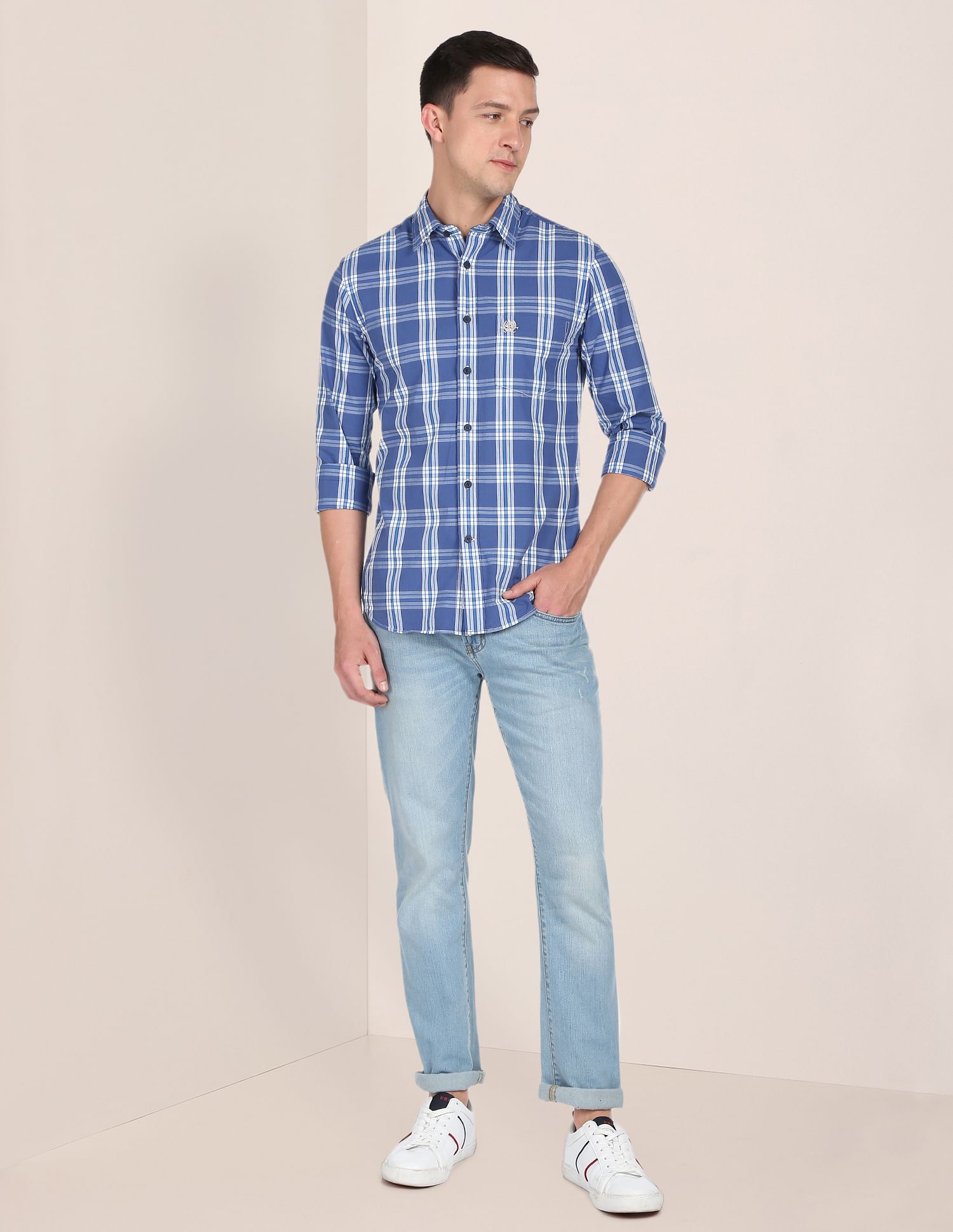 Tartan Check Cotton Casual Shirt Blue - U.S. POLO ASSN. | Large