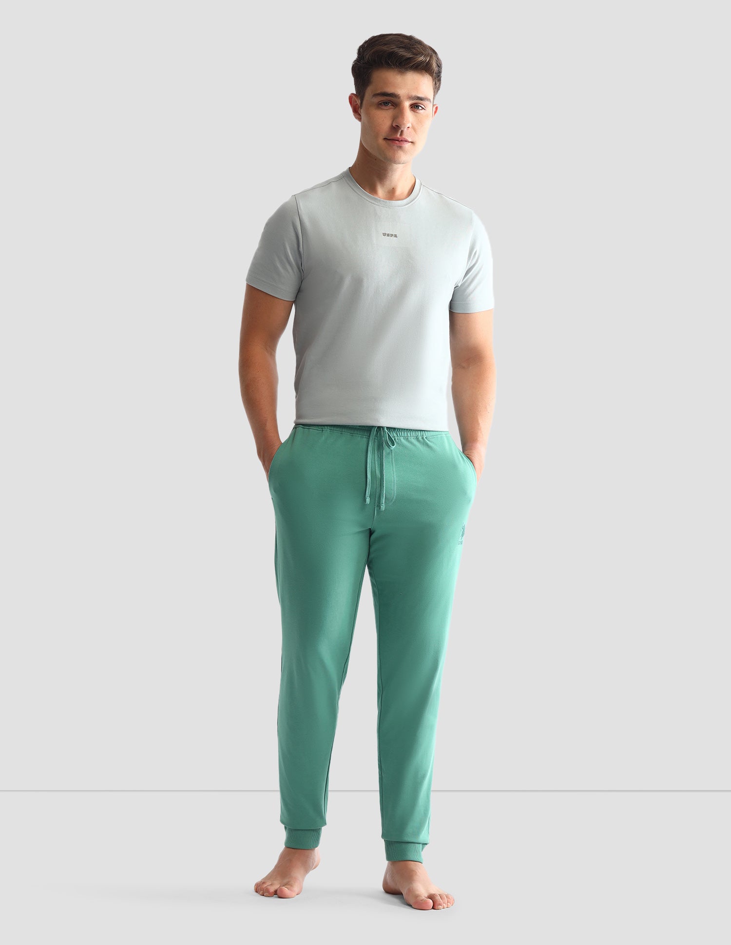 Solid Mid-Rise Solid OJ007 Joggers Malachite Green - U.S. POLO ASSN. | Large