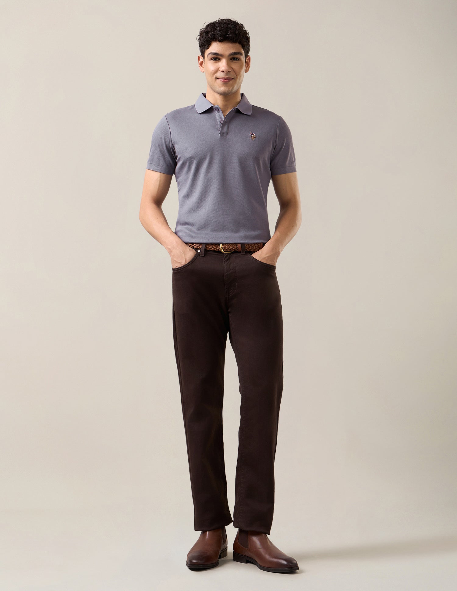 Solid Slim Fit Polo Shirt Purple - U.S. Polo Assn. India | Large