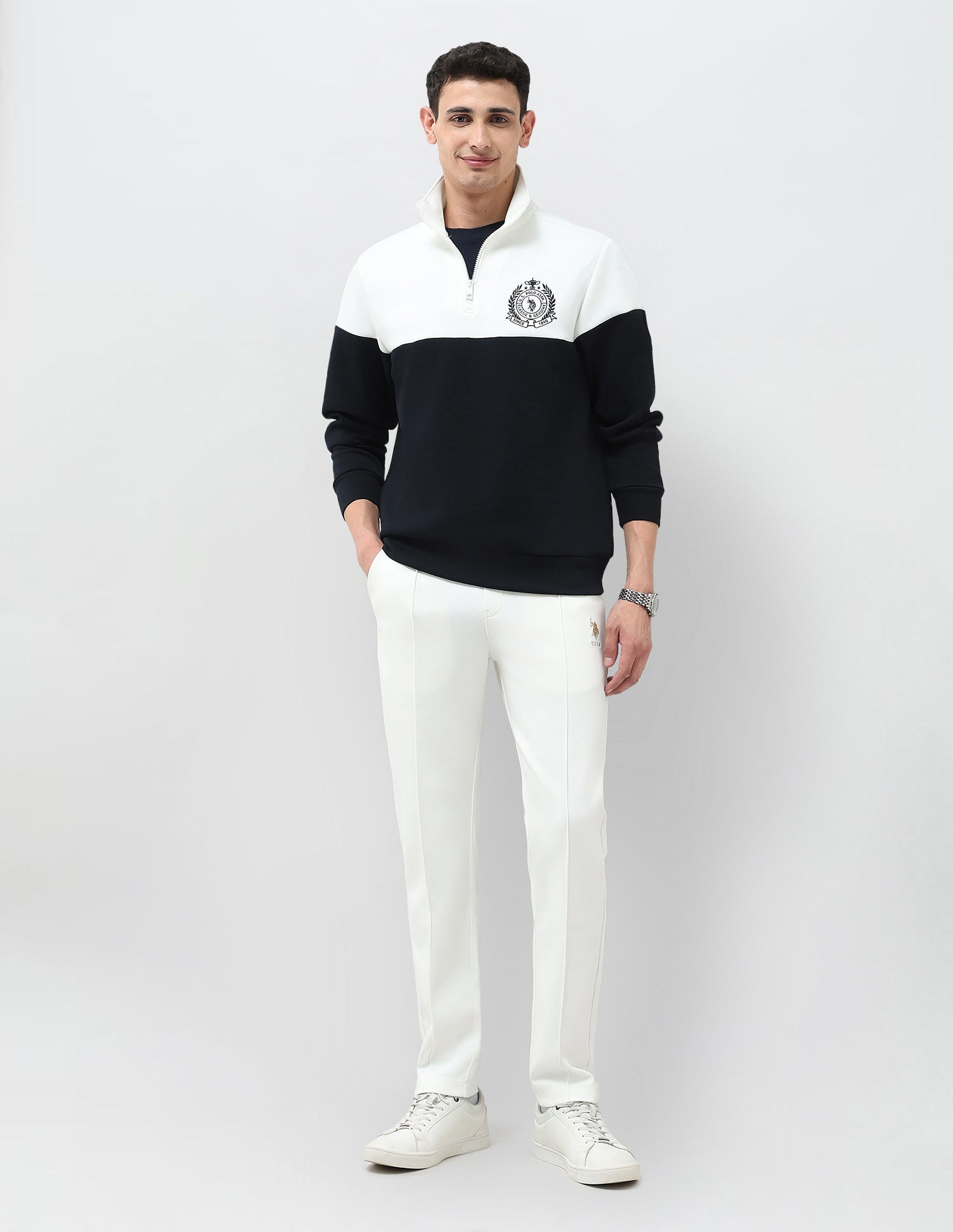 Colour Blocked Regular Fit Sweatshirt Navy - U.S. POLO ASSN. | Large