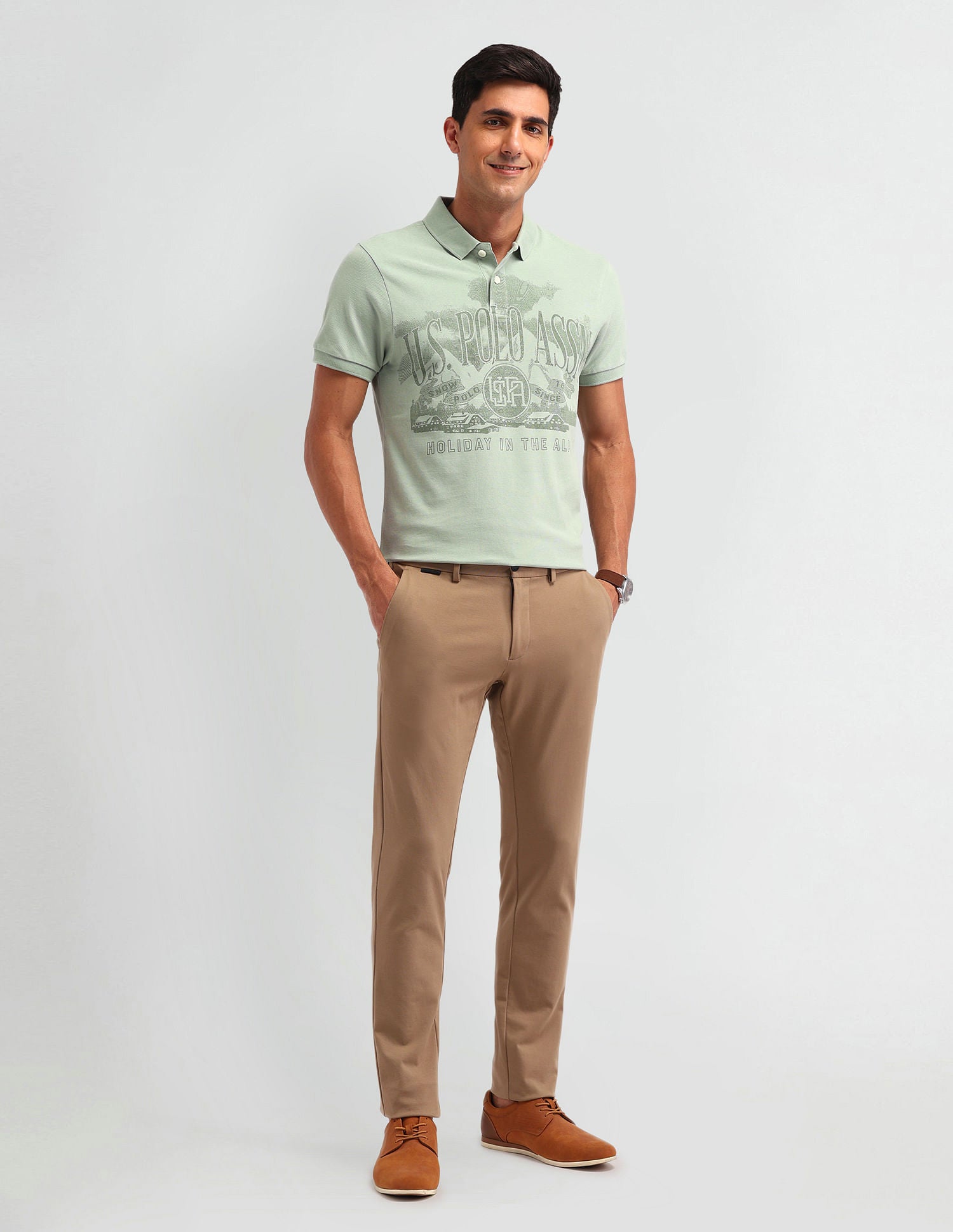 Outdoor Muscle Fit Brand Polo Shirt Olive - U.S. POLO ASSN. | Large