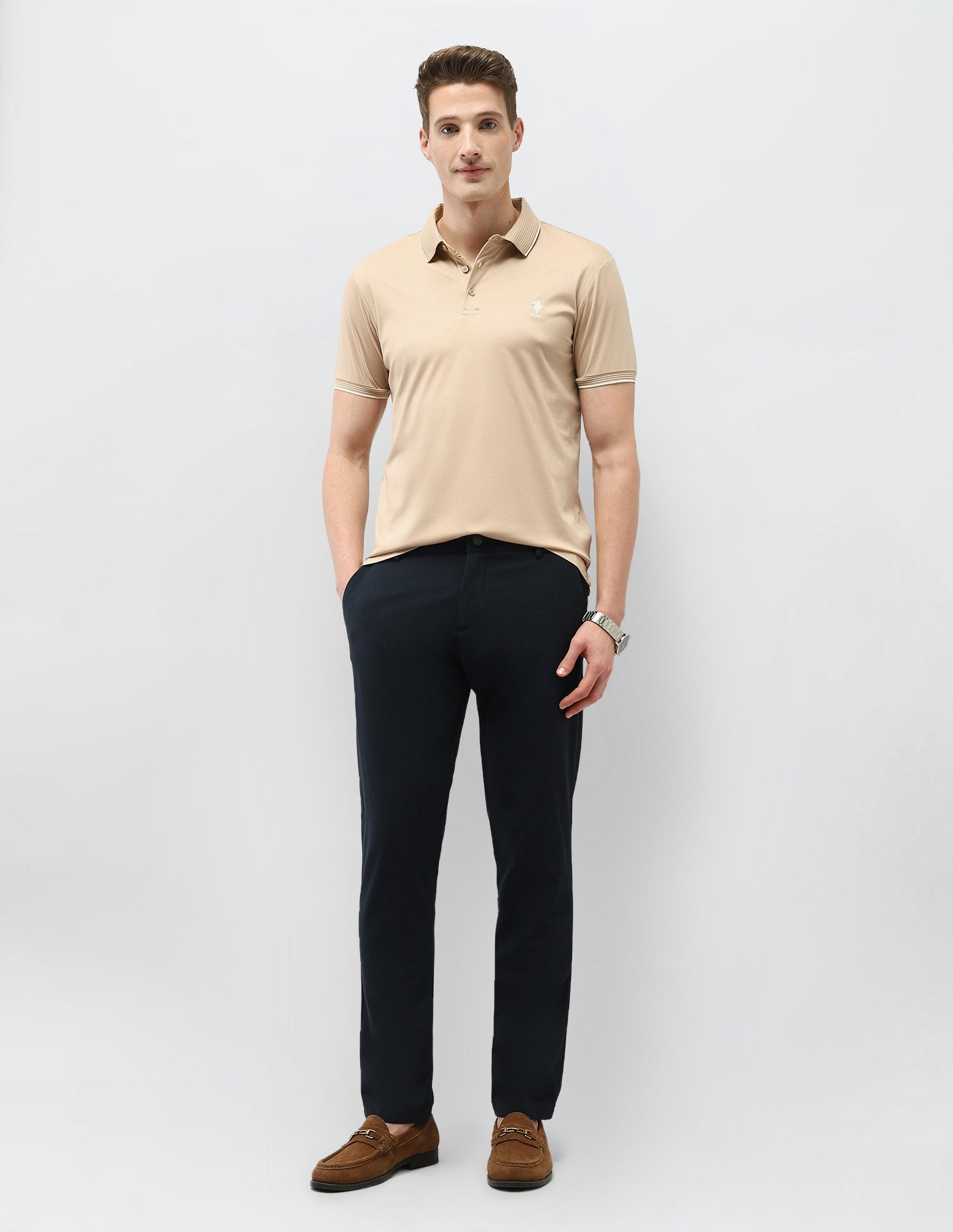 Solid Regular Fit Polo Shirt Gold - U.S. Polo Assn. India | Large