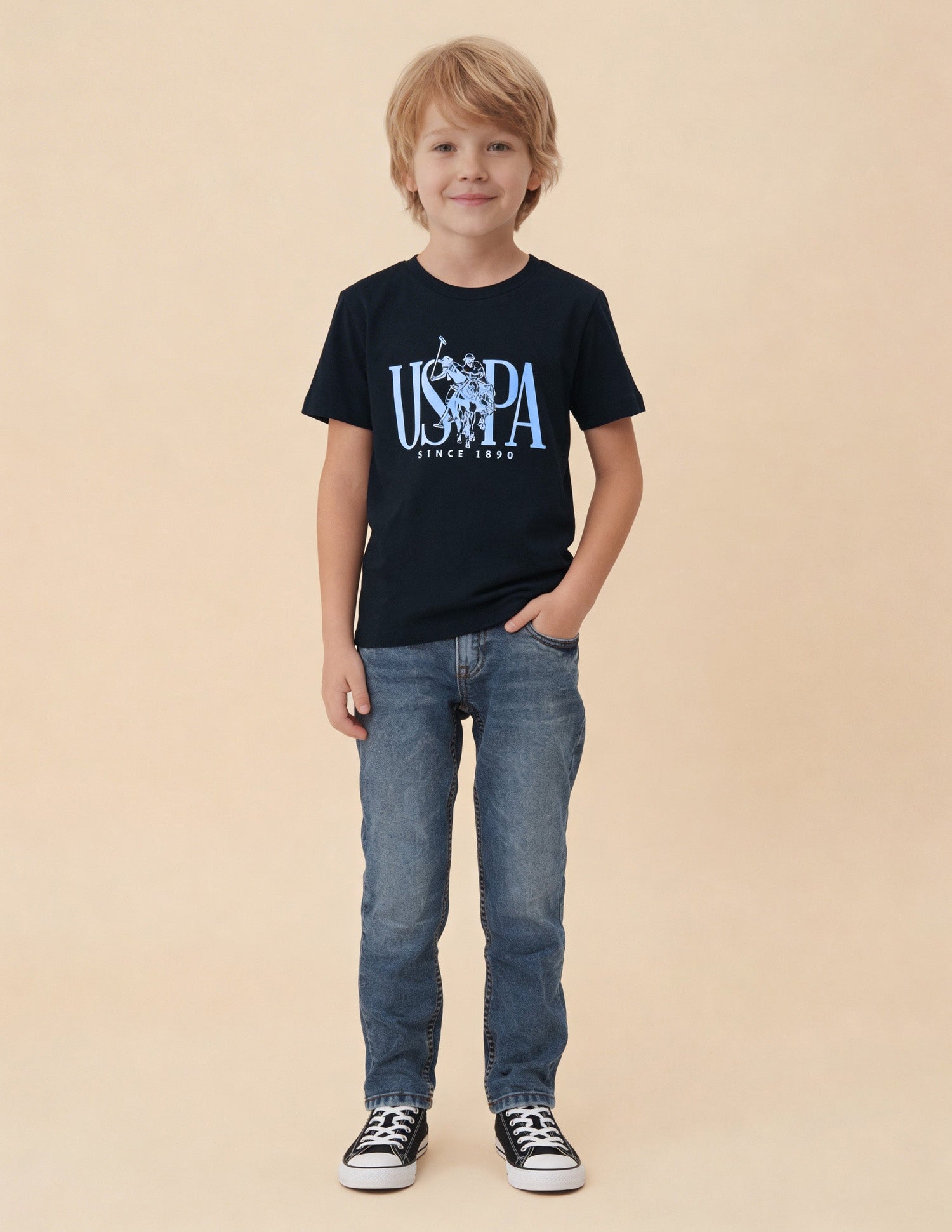 Graphic Brand Printed Regular Fit T-Shirt Navy - U.S. Polo Assn. India | Large