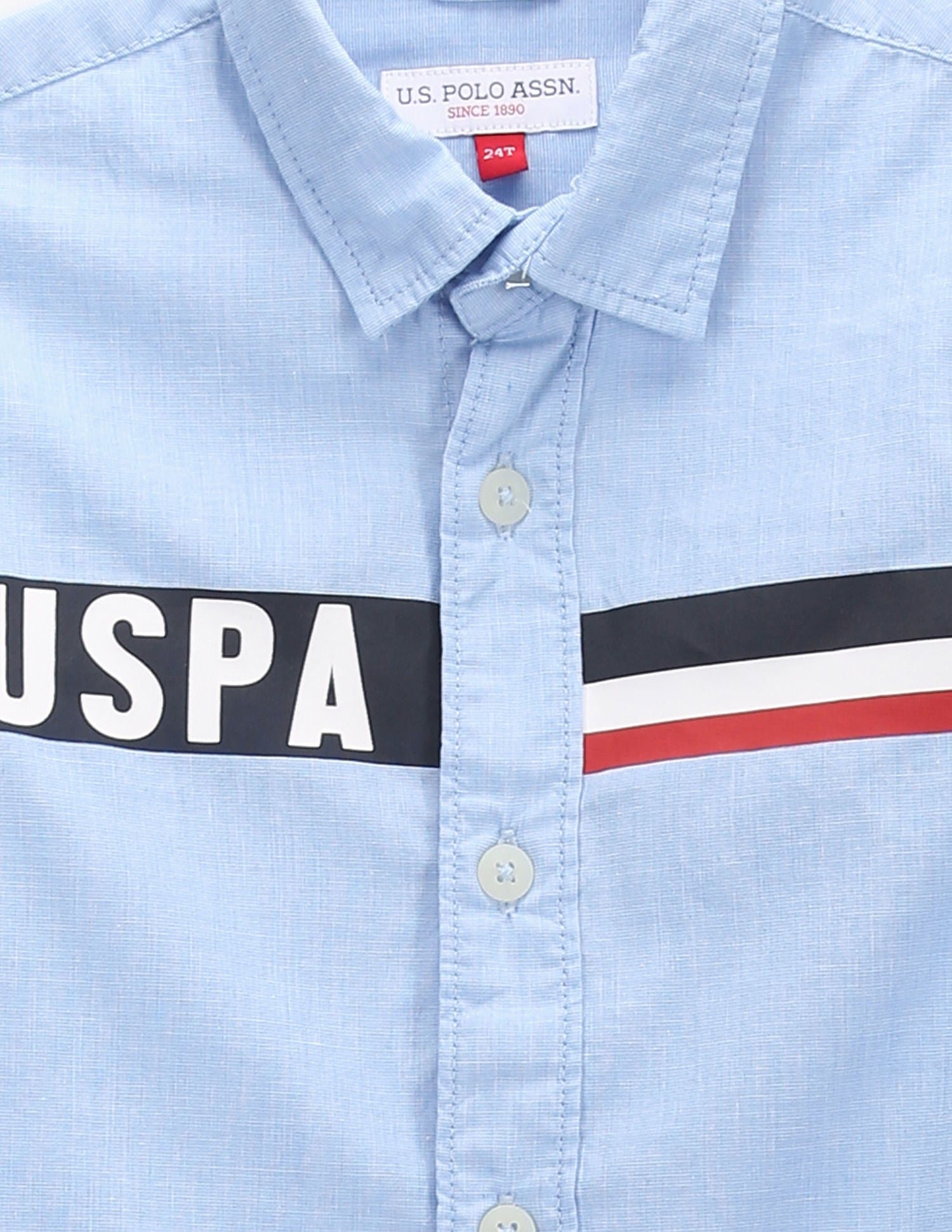 Boys Stripe Cotton Shirt Light Blue - U.S. POLO ASSN. | Large