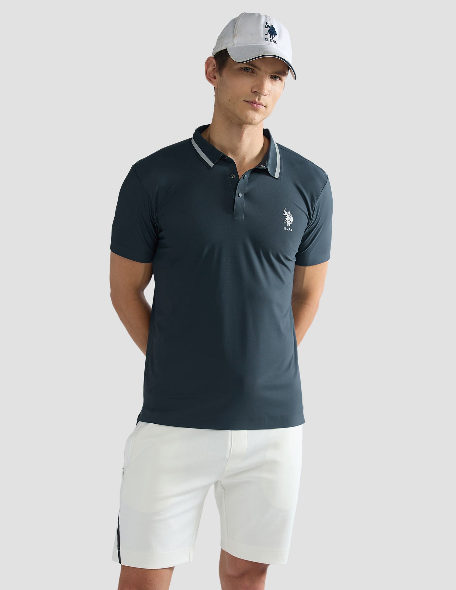 Solid Slim Fit Polo Shirt Blue - U.S. Polo Assn. India | Large