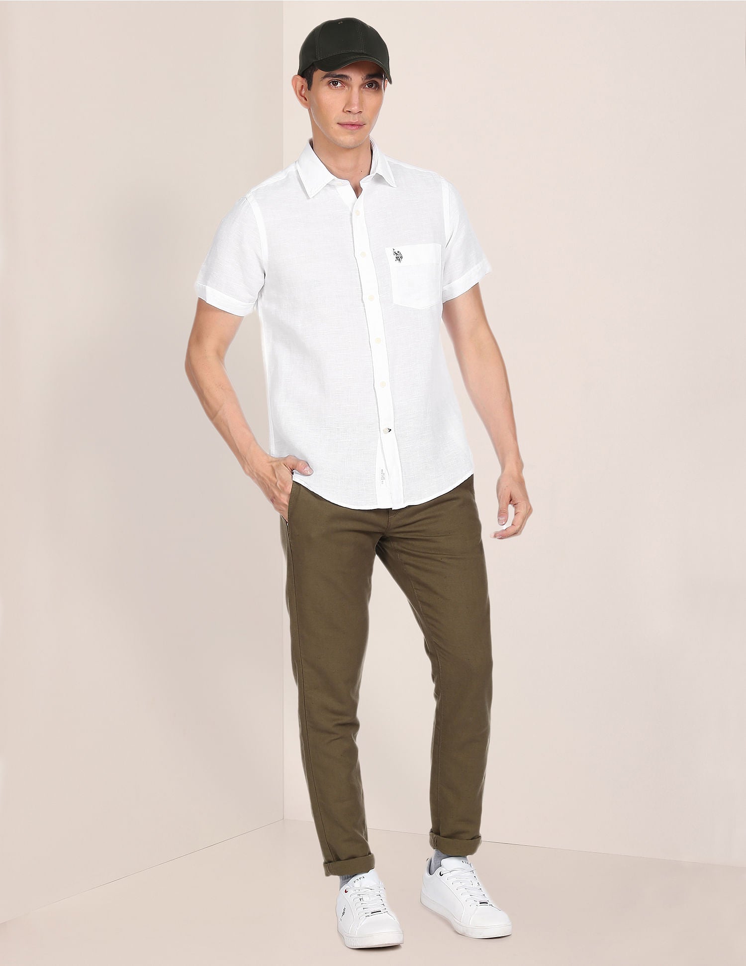 Short Sleeve Solid Casual Shirt White - U.S. Polo Assn. India | Large