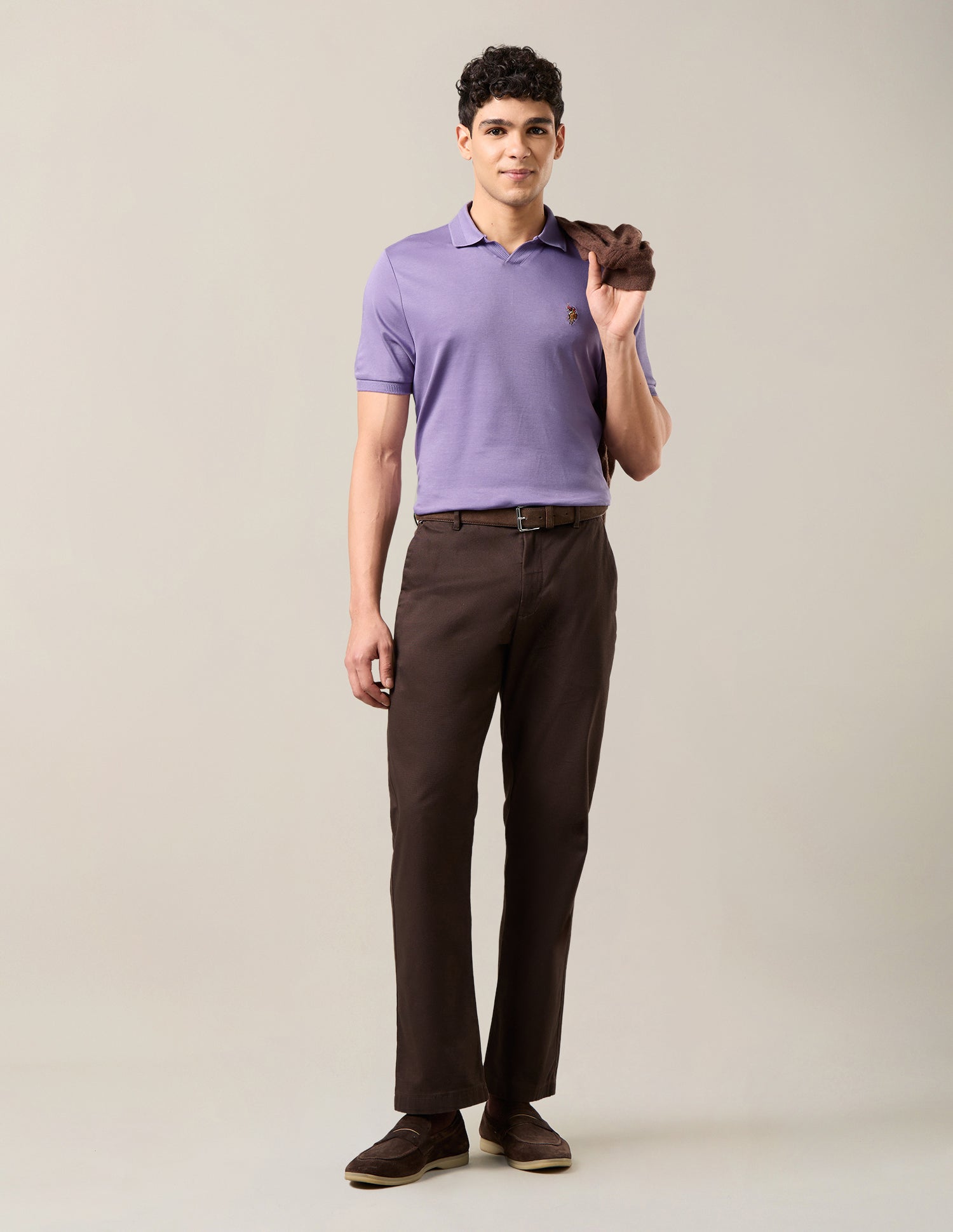 Solid Slim Fit Polo Shirt Lavender - U.S. Polo Assn. India | Large