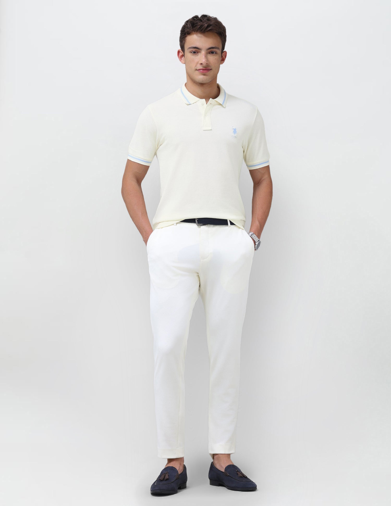 Solid Regular Fit Polo Shirt Cream - U.S. Polo Assn. India | Large