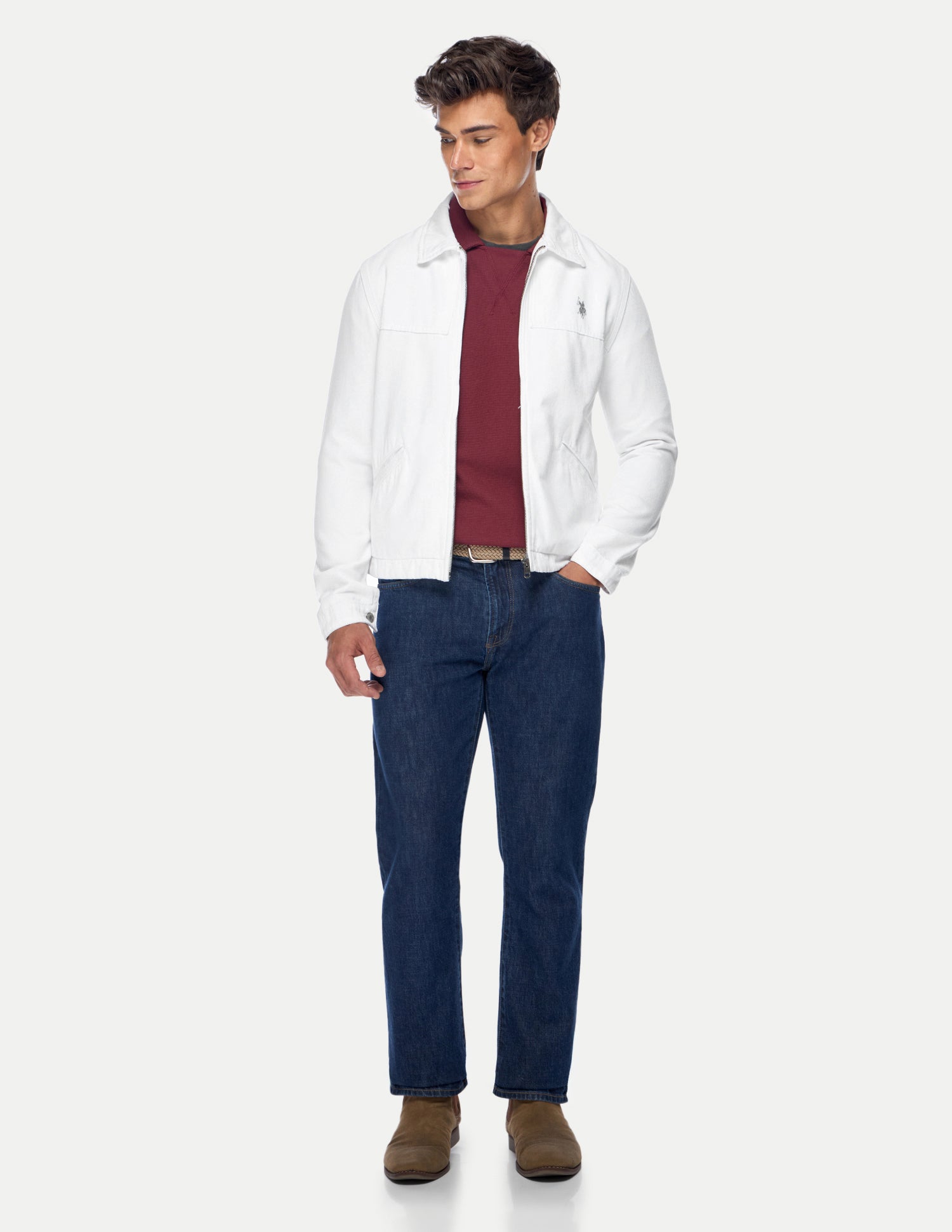 Solid Regular Fit Trucker Jacket White - U.S. Polo Assn. India | Large