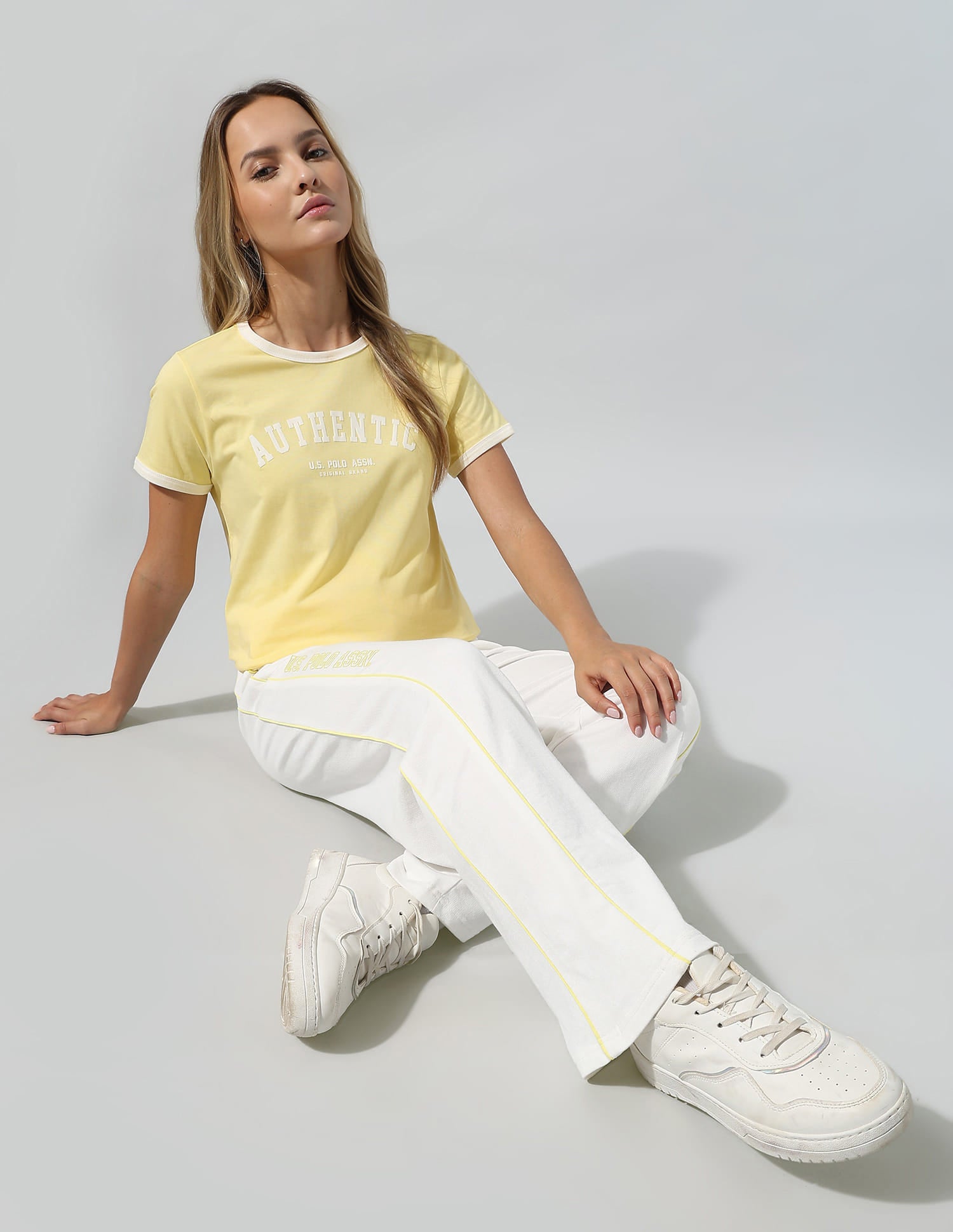 Relaxed Fit T-Shirt With Wide Leg Pants Yellow - U.S. Polo Assn. India | Large