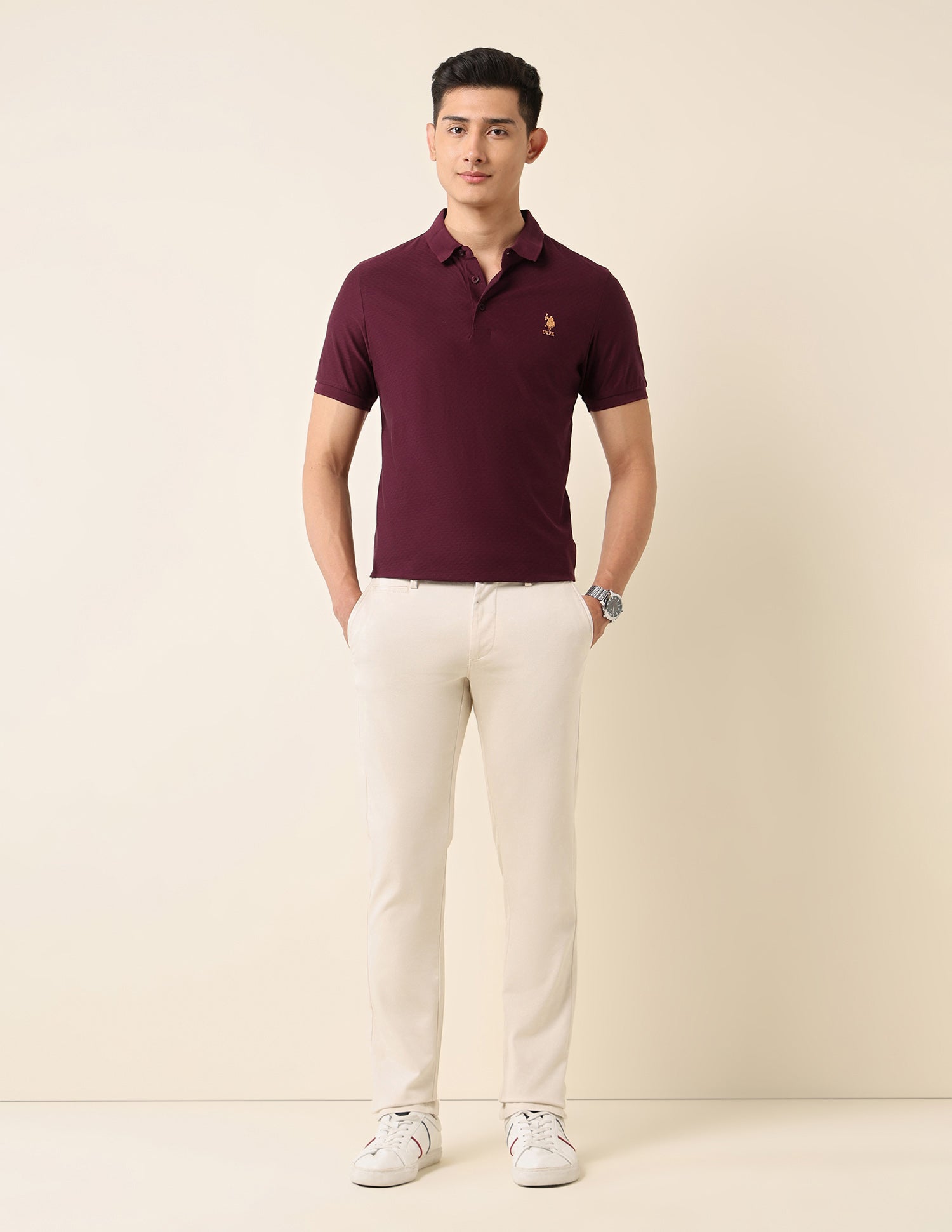 Pure Cotton Slim Fit Polo Shirt Maroon - U.S. Polo Assn. India | Large