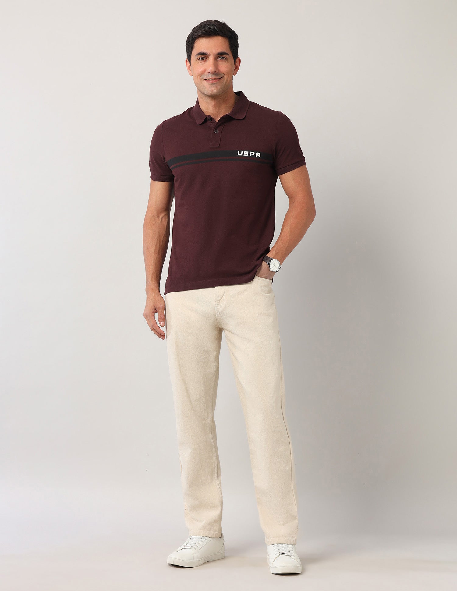 Pure Cotton Black Label Polo Shirt Burgundy - U.S. Polo Assn. India | Large