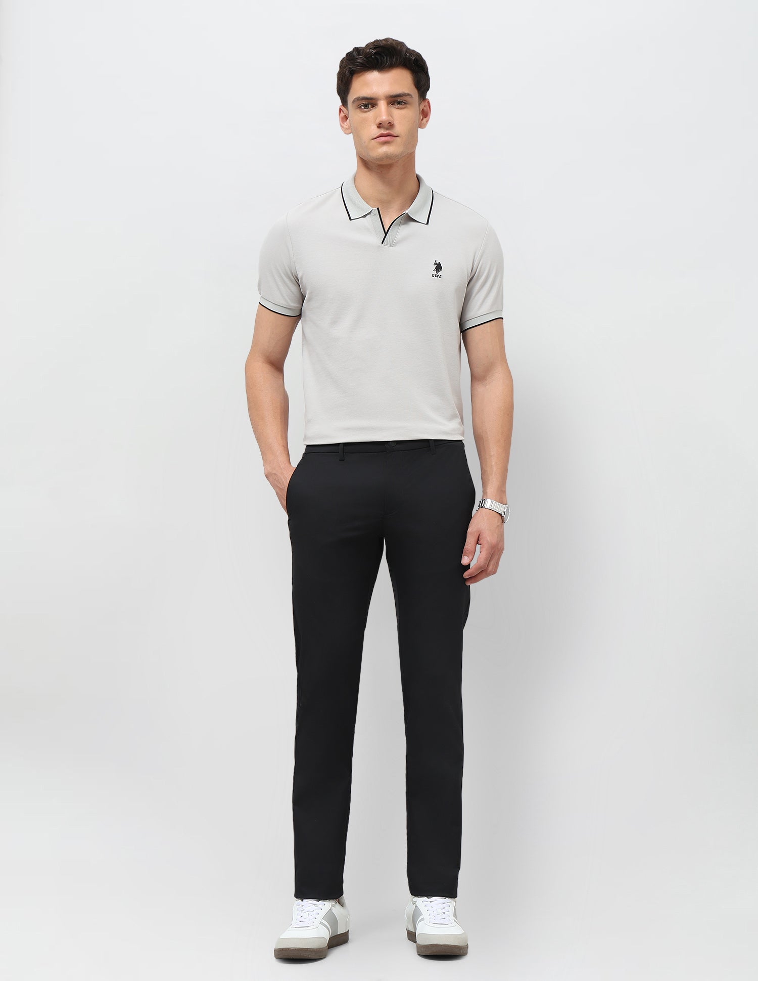 Twill Denver Slim Fit Trousers Black - U.S. POLO ASSN. | Large