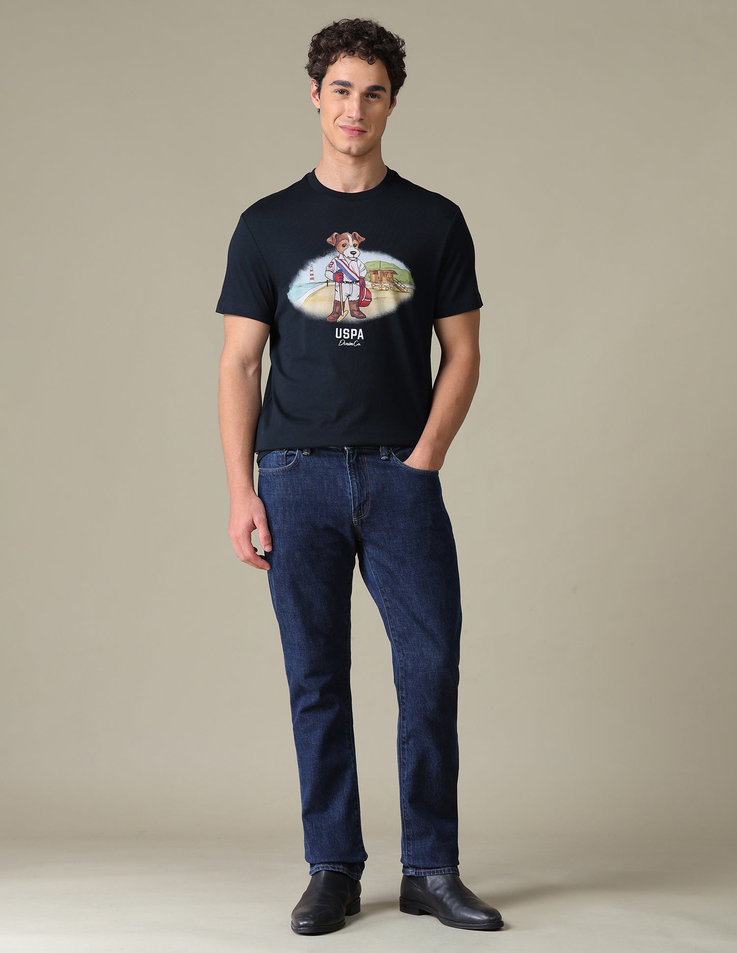 Graphic Brand Printed Slim Fit T-Shirt Navy - U.S. Polo Assn. India | Large