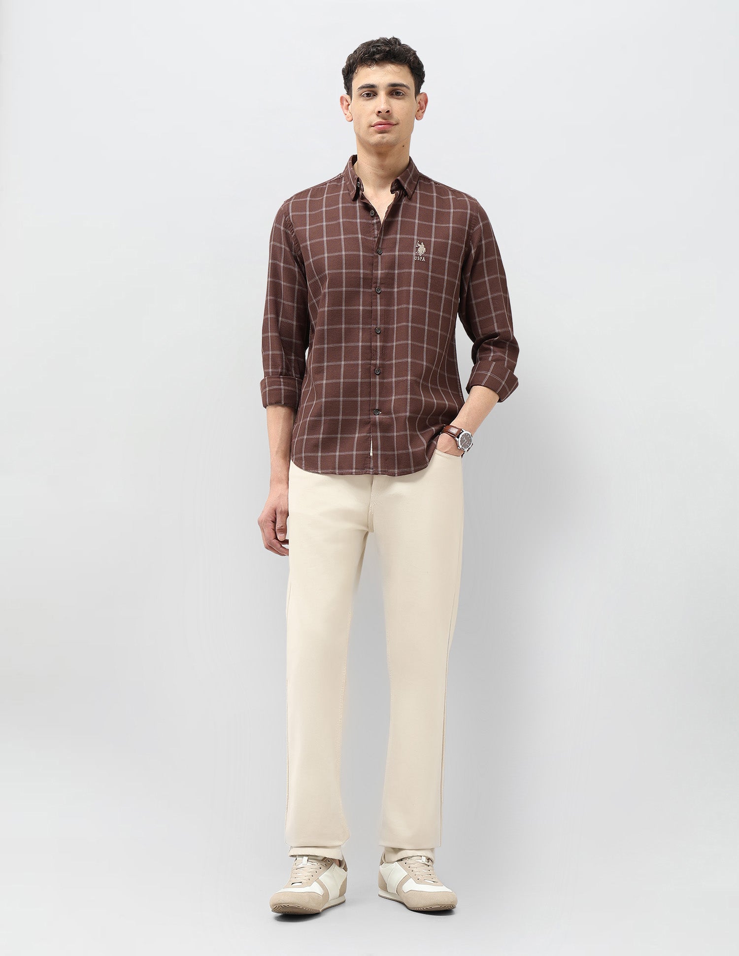 Slim Fit Monochrome Shirt Rust - U.S. POLO ASSN. | Large